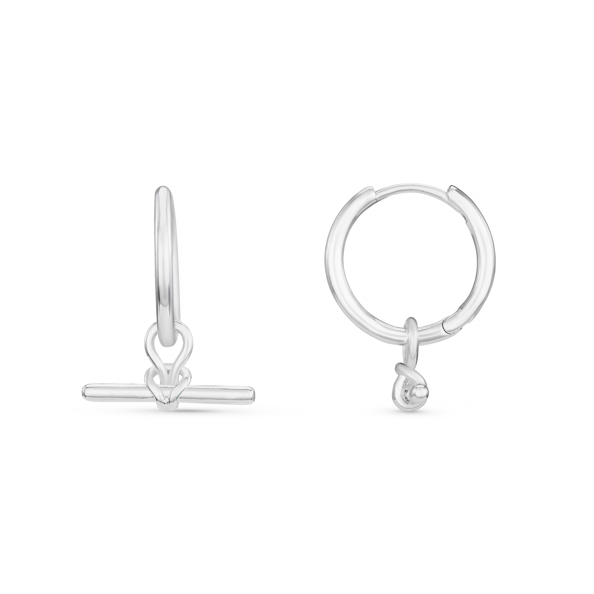 Dainty T-Bar Knot Hoop Earrings - Silver - Orelia London