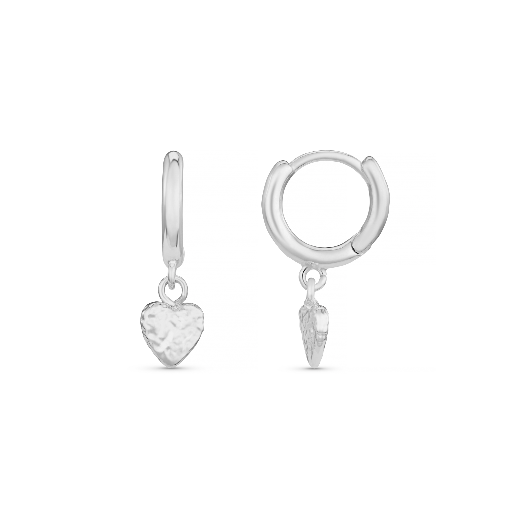 Molten Heart Drop Micro Hoop Earrings - Silver - Orelia London