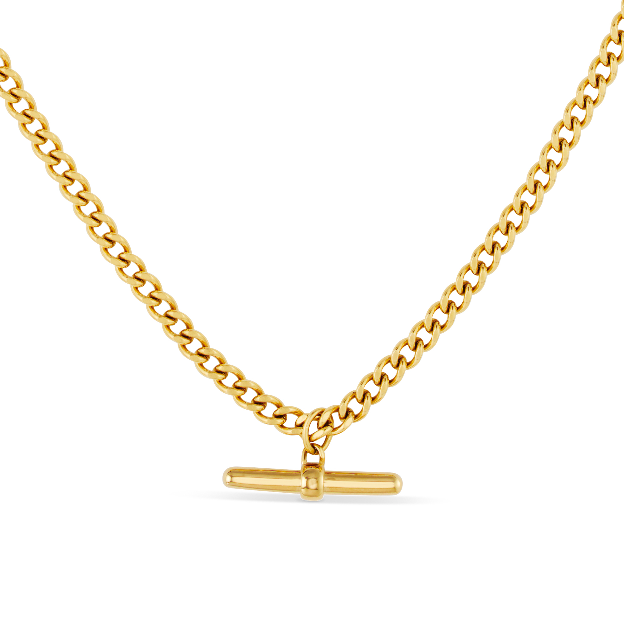 Curb Chain T-bar Drop Necklace - Gold - Orelia & Joe