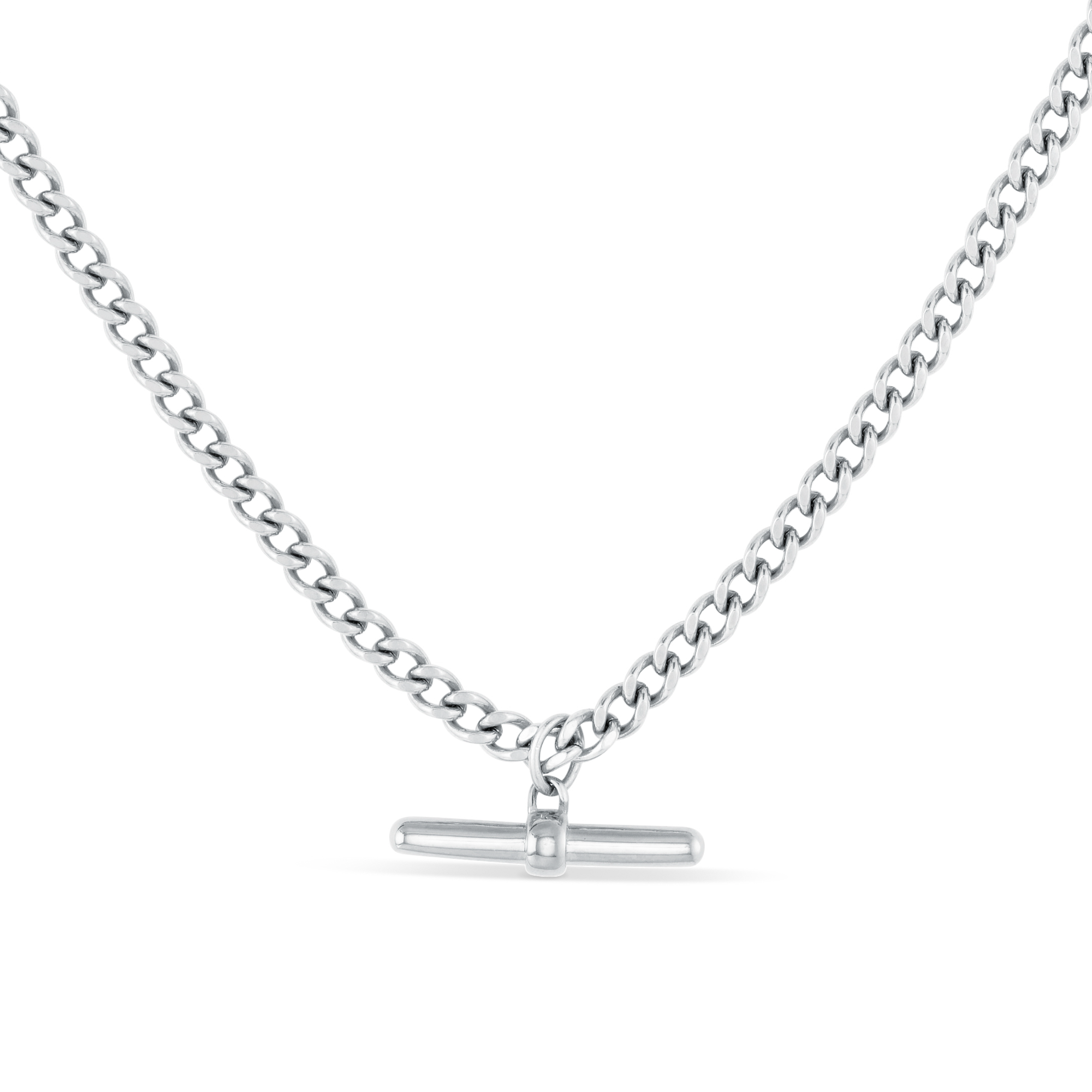 Curb Chain T-bar Drop Necklace - Silver - Orelia & Joe