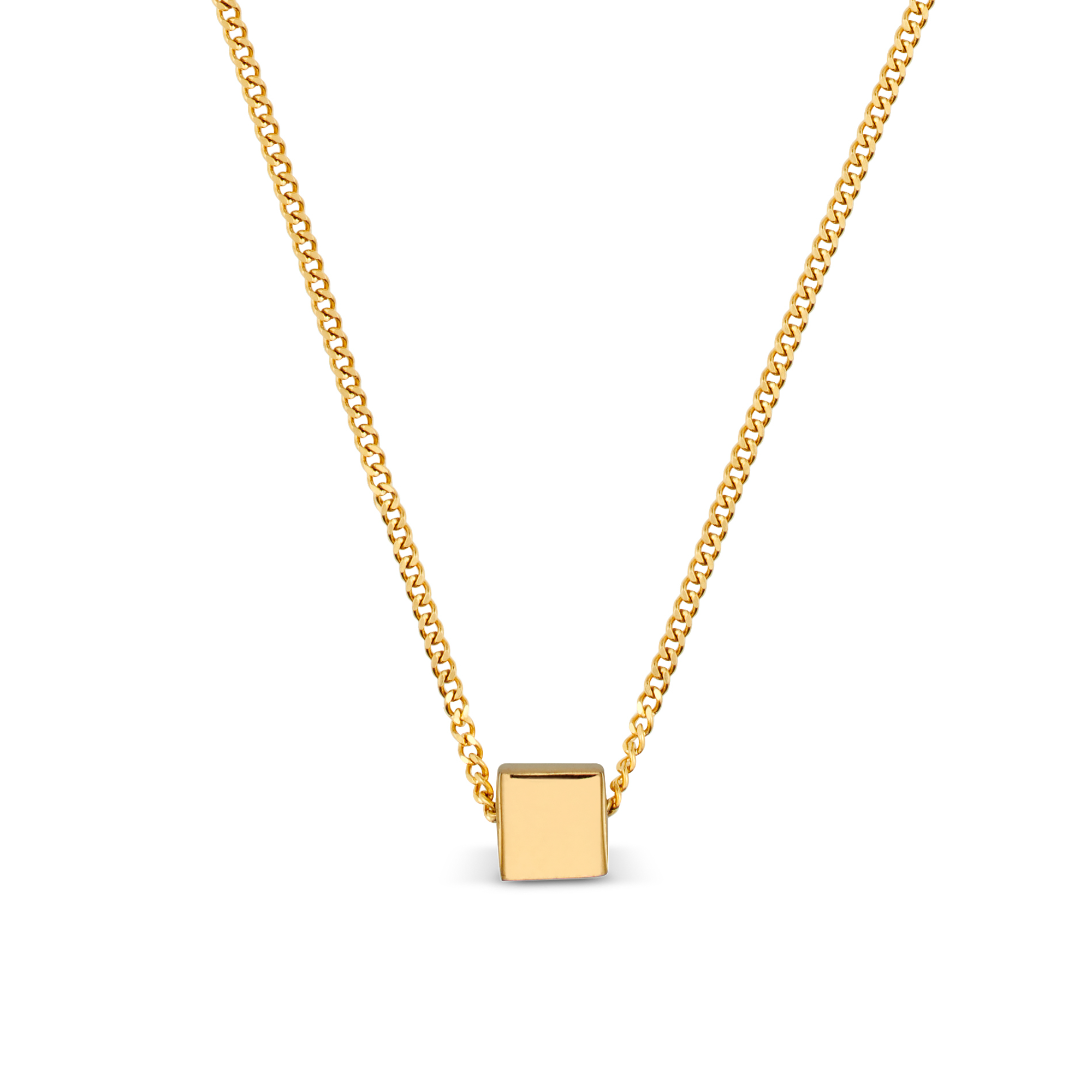 Solid Cube Threadthru Necklace - Gold - Orelia & Joe