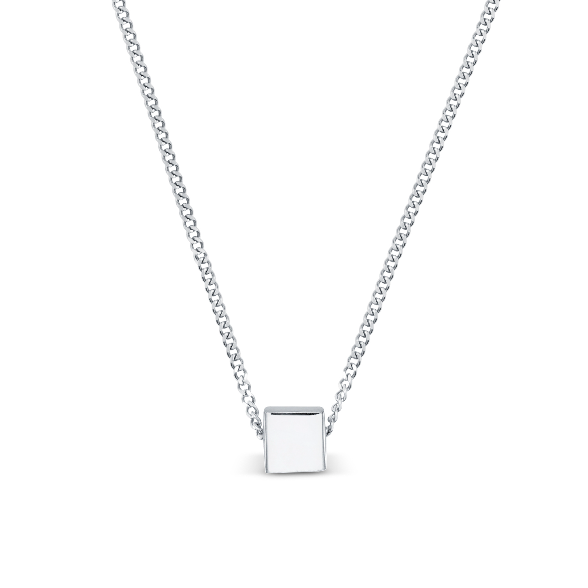 Solid Cube Threadthru Necklace - Silver - Orelia & Joe