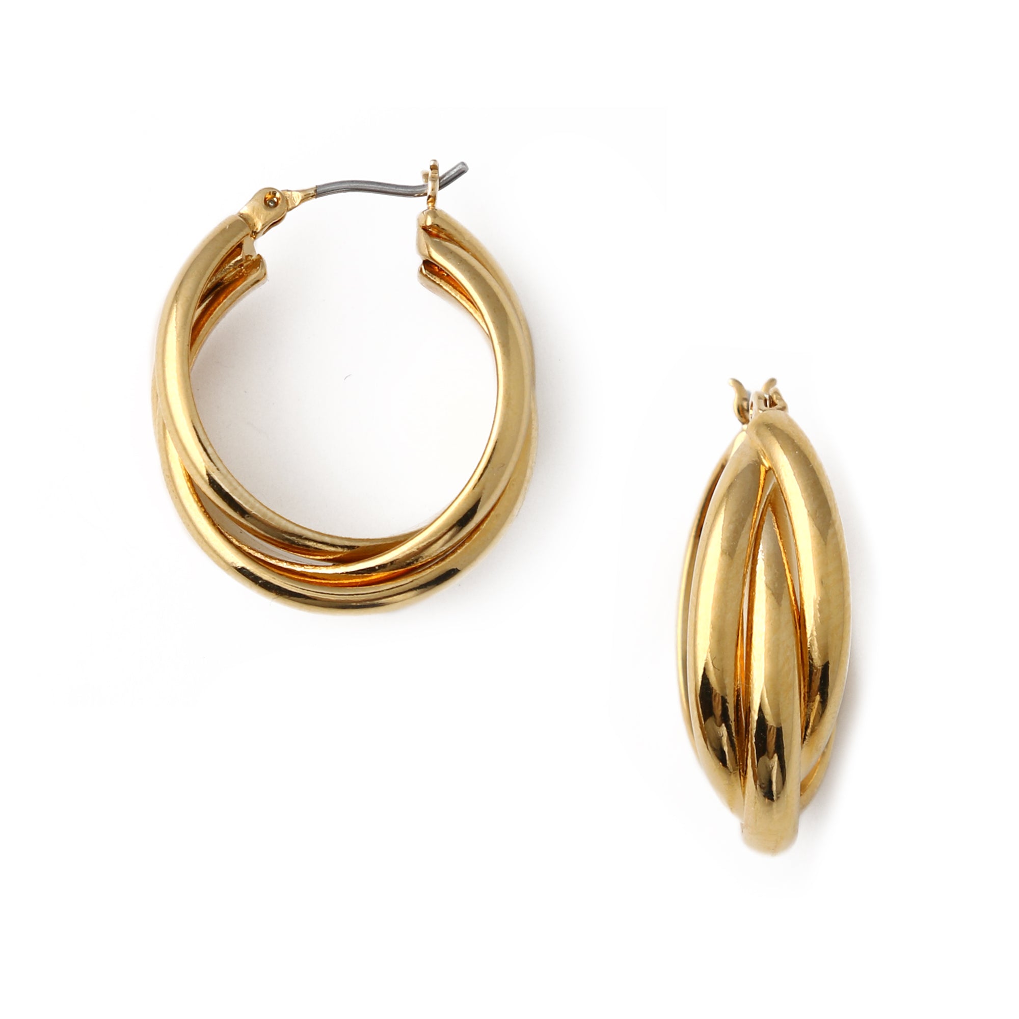 Interlocking Hoop Earrings - Gold - Orelia London