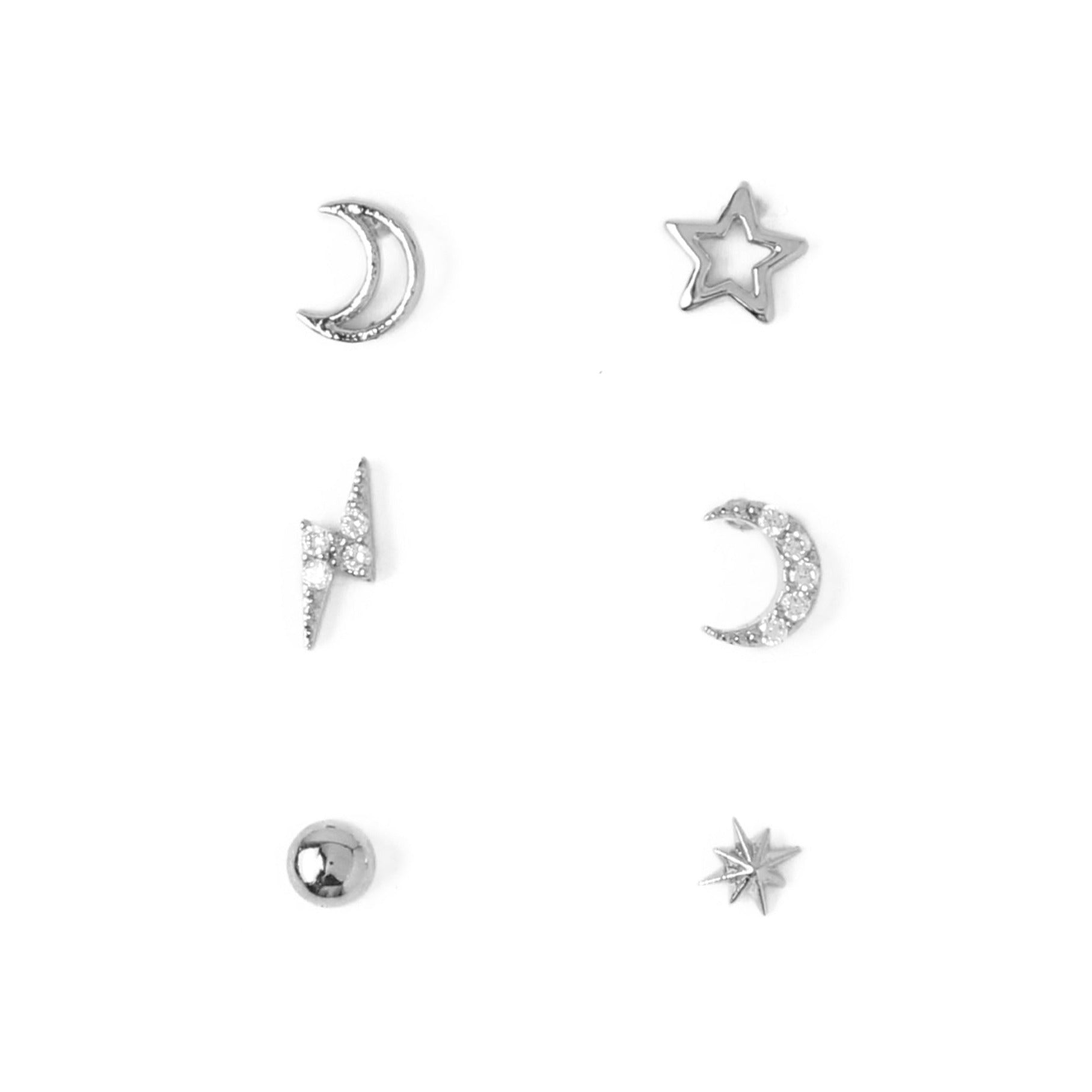 Celestial Stud 6 Pack Ear Party - Silver - Orelia London