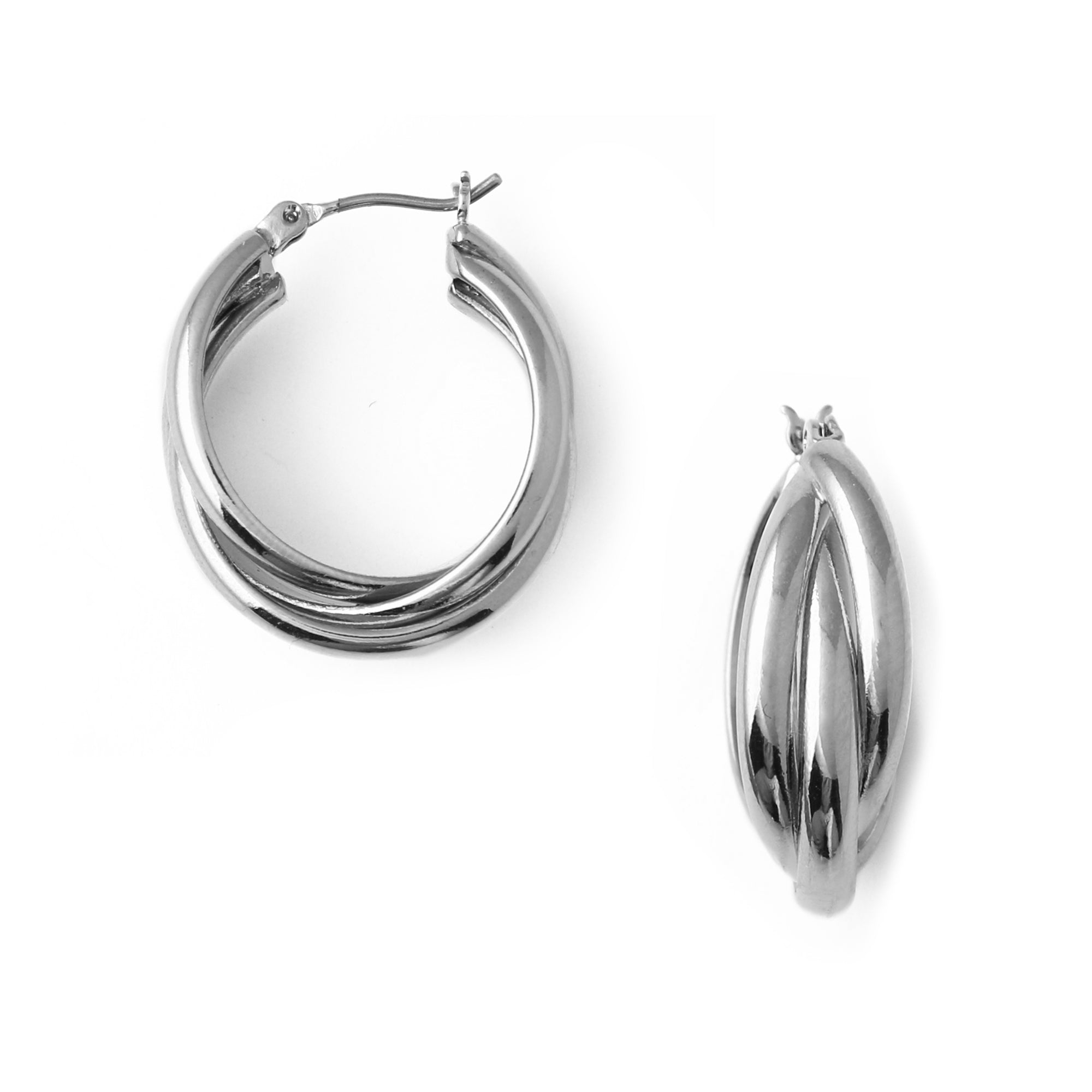 Interlocking Hoop Earrings - Silver - Orelia London