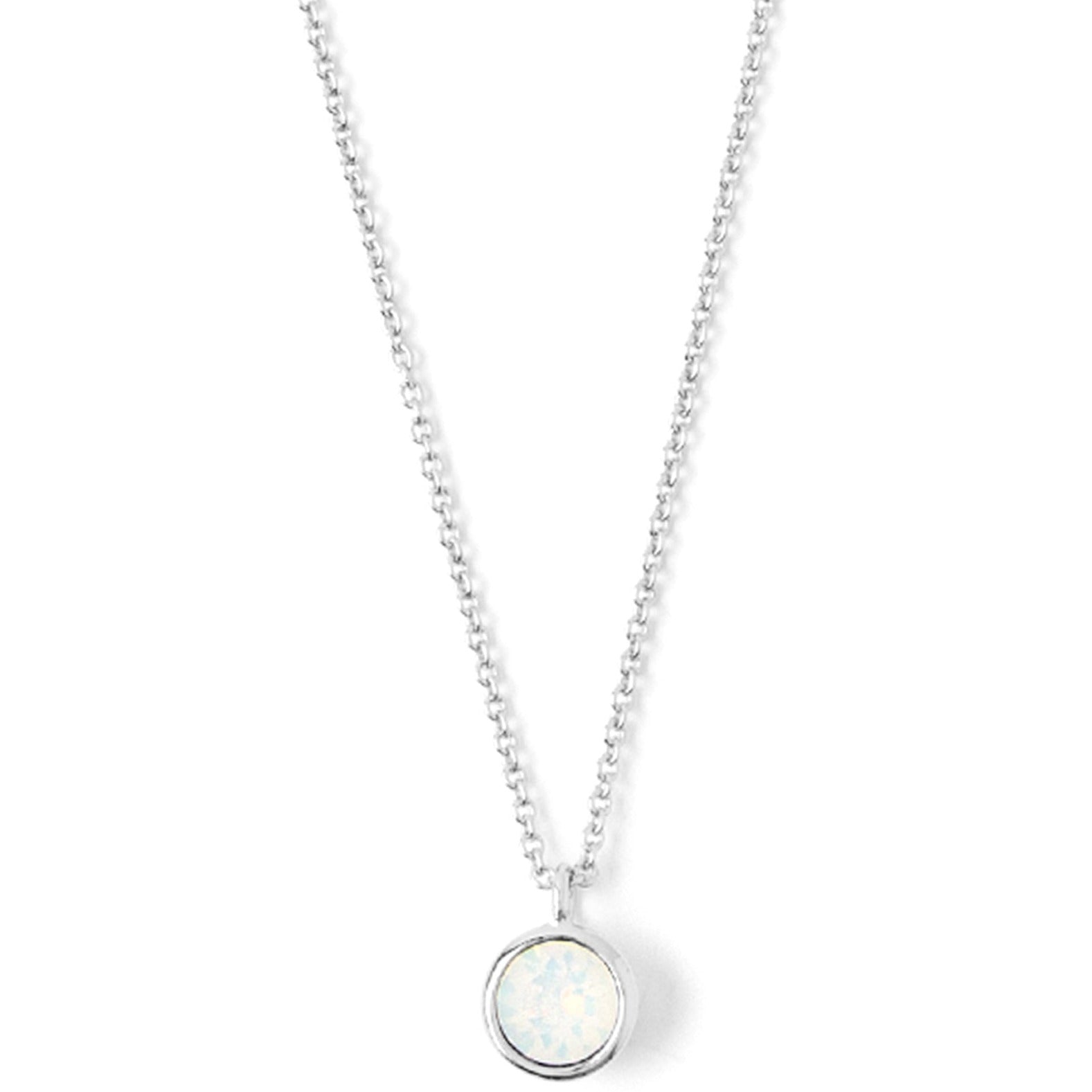 White Opal Necklace Made With Swarovski Crystals - Silver - Orelia London
