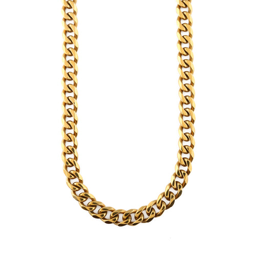 Flat Link Curb Chain Necklace - Gold