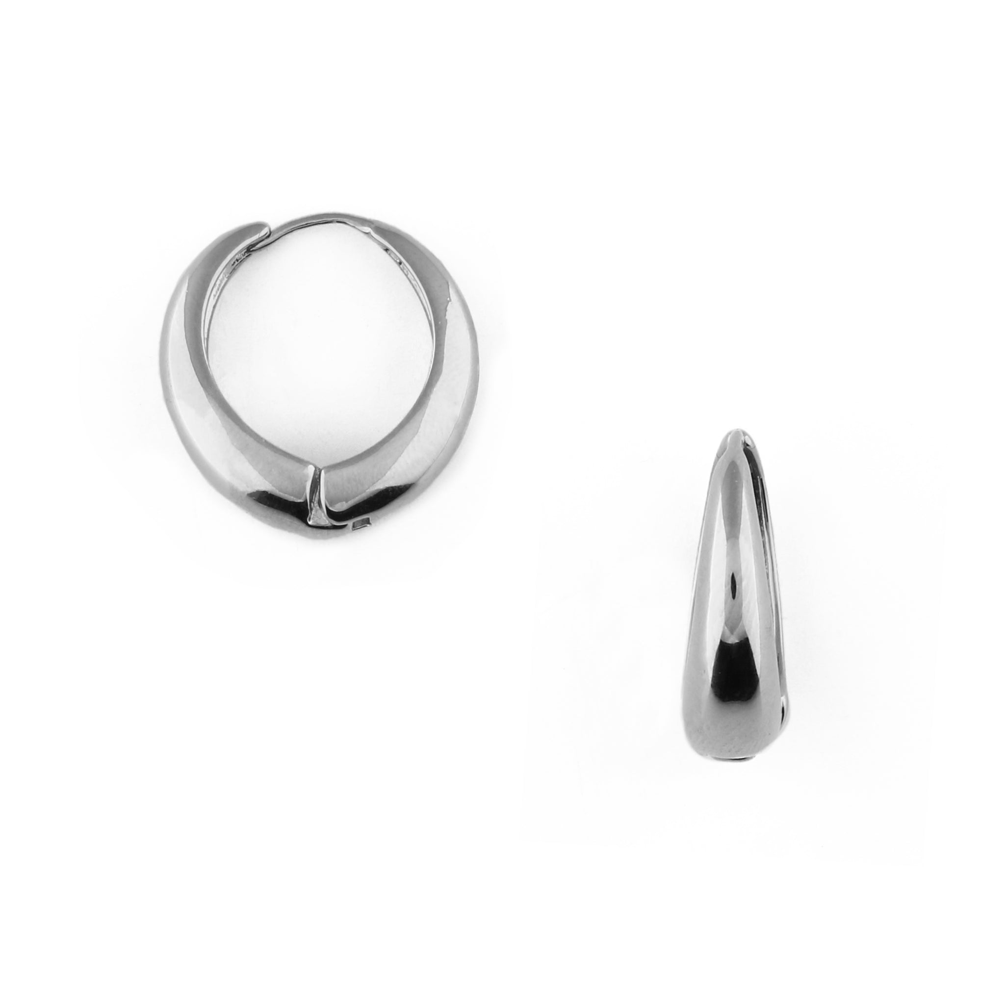 Large Tapered Hoop Earrings - Silver - Orelia London