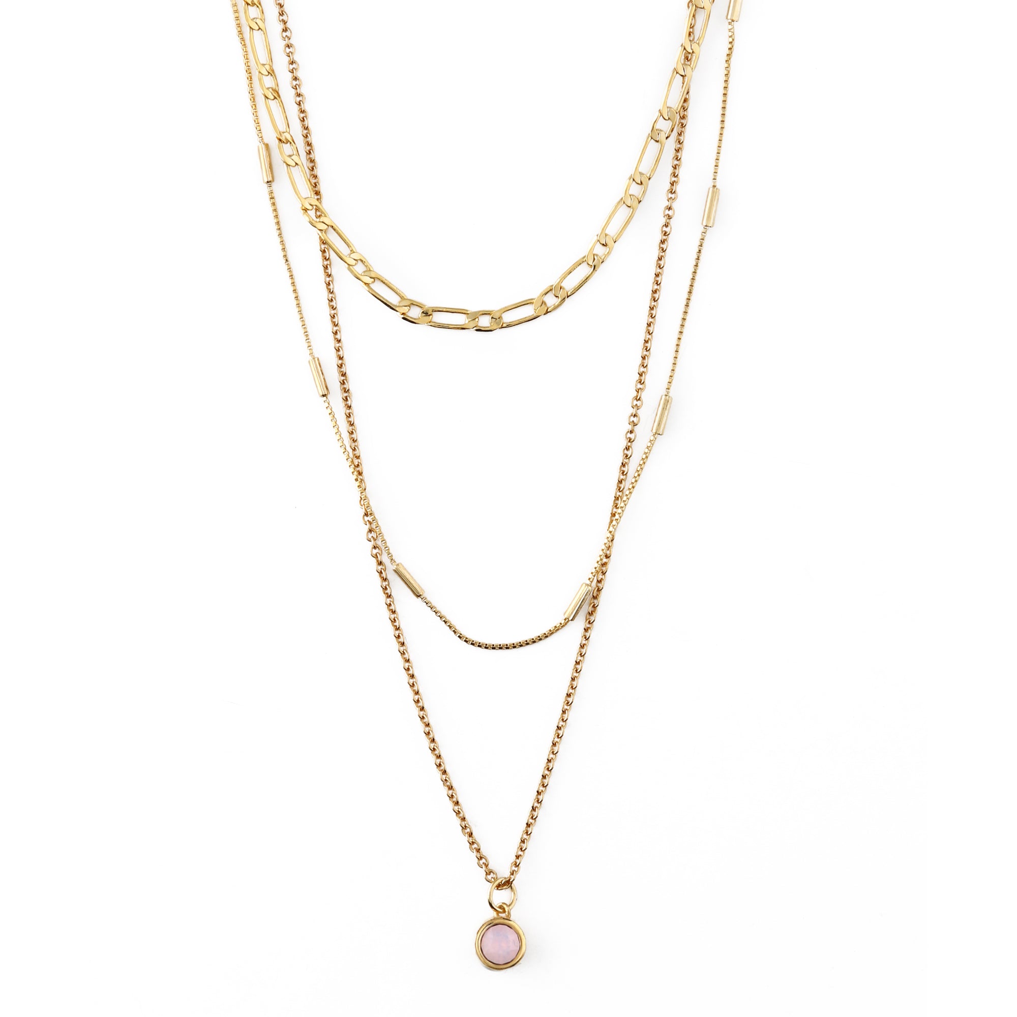 Image of Rose Water Opal 3-Row Necklace With Swarovski® Crystals