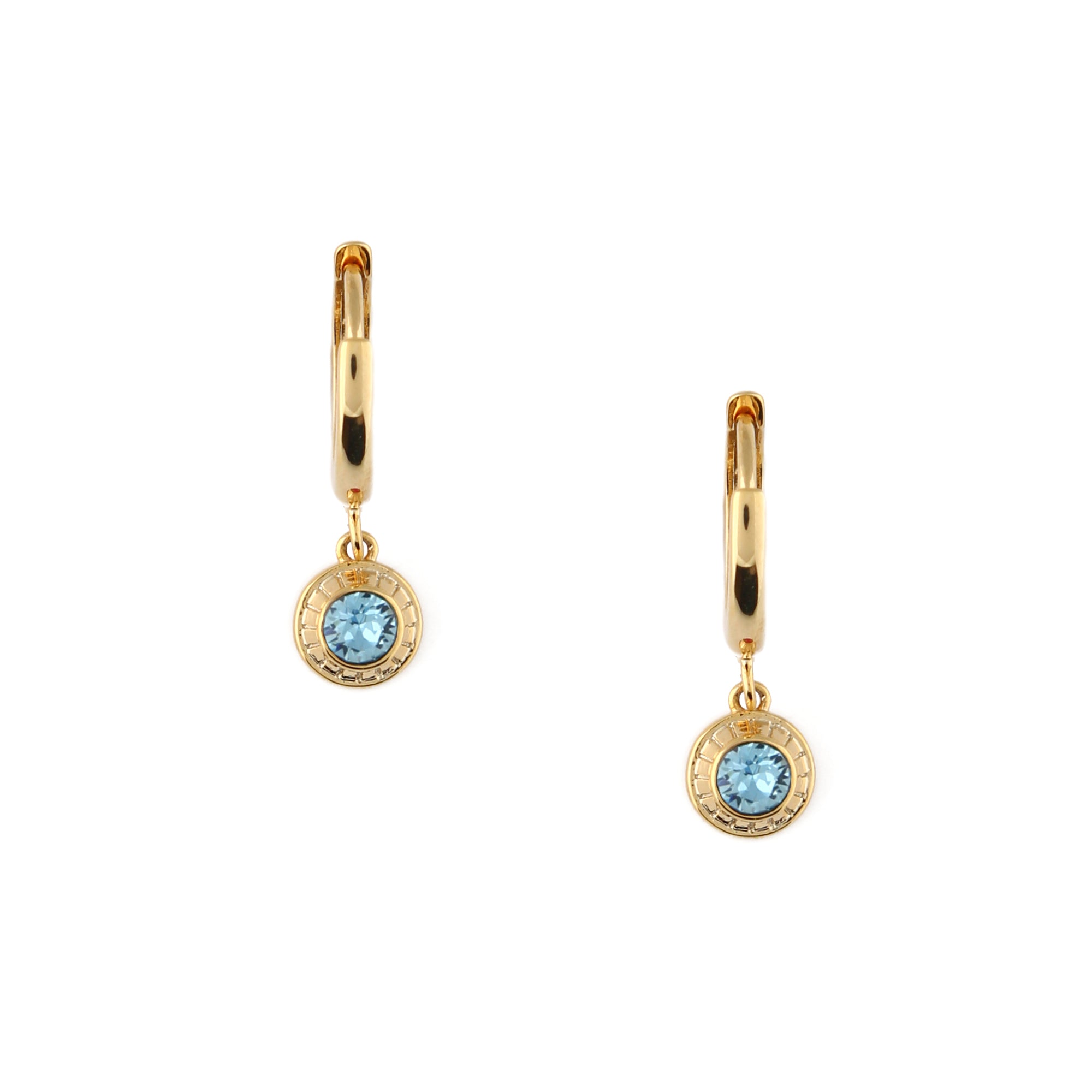 March Birthstone Huggie Hoop Earrings Made With Swarovski Crystals - Orelia London