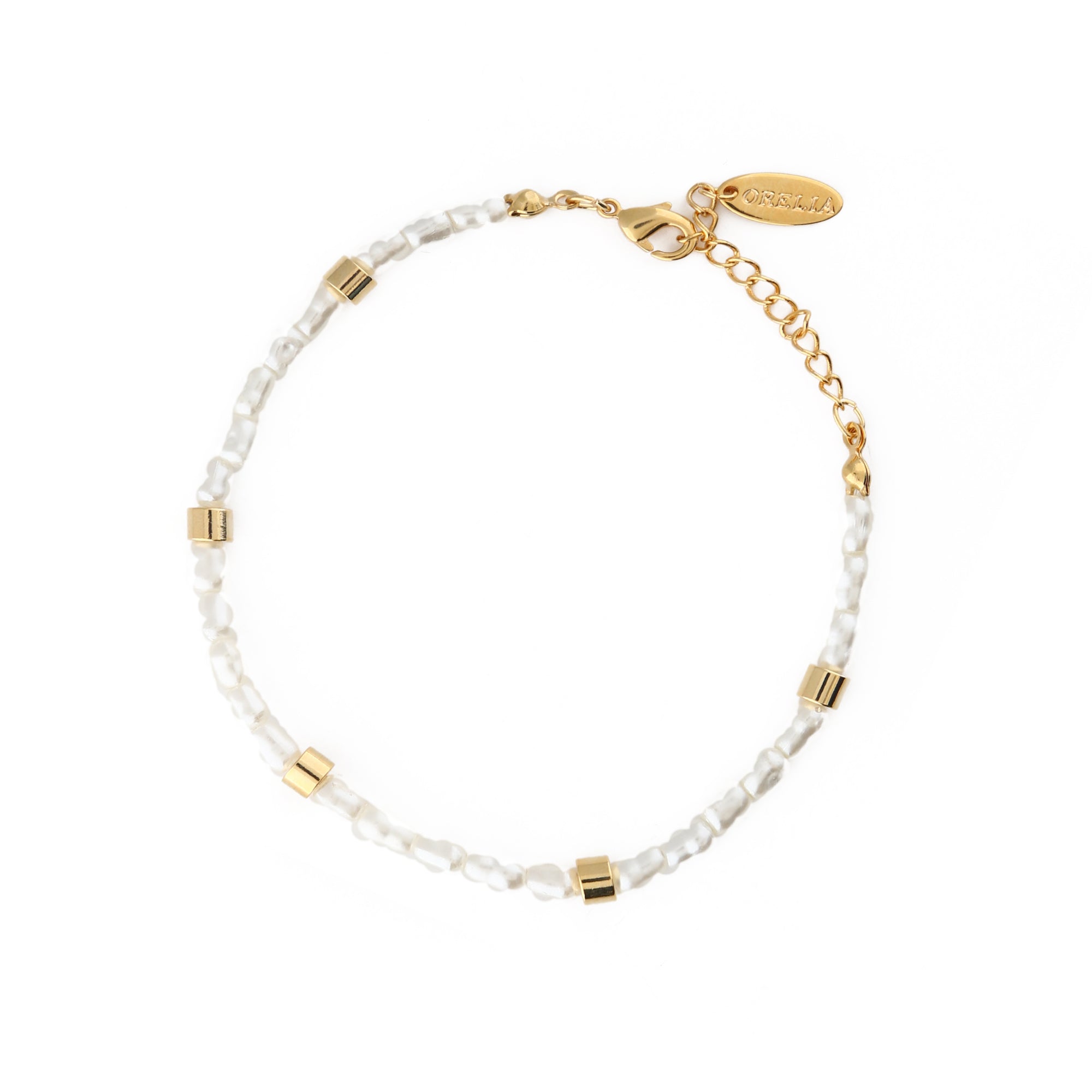 Image of Pearl & Gold Bead Anklet