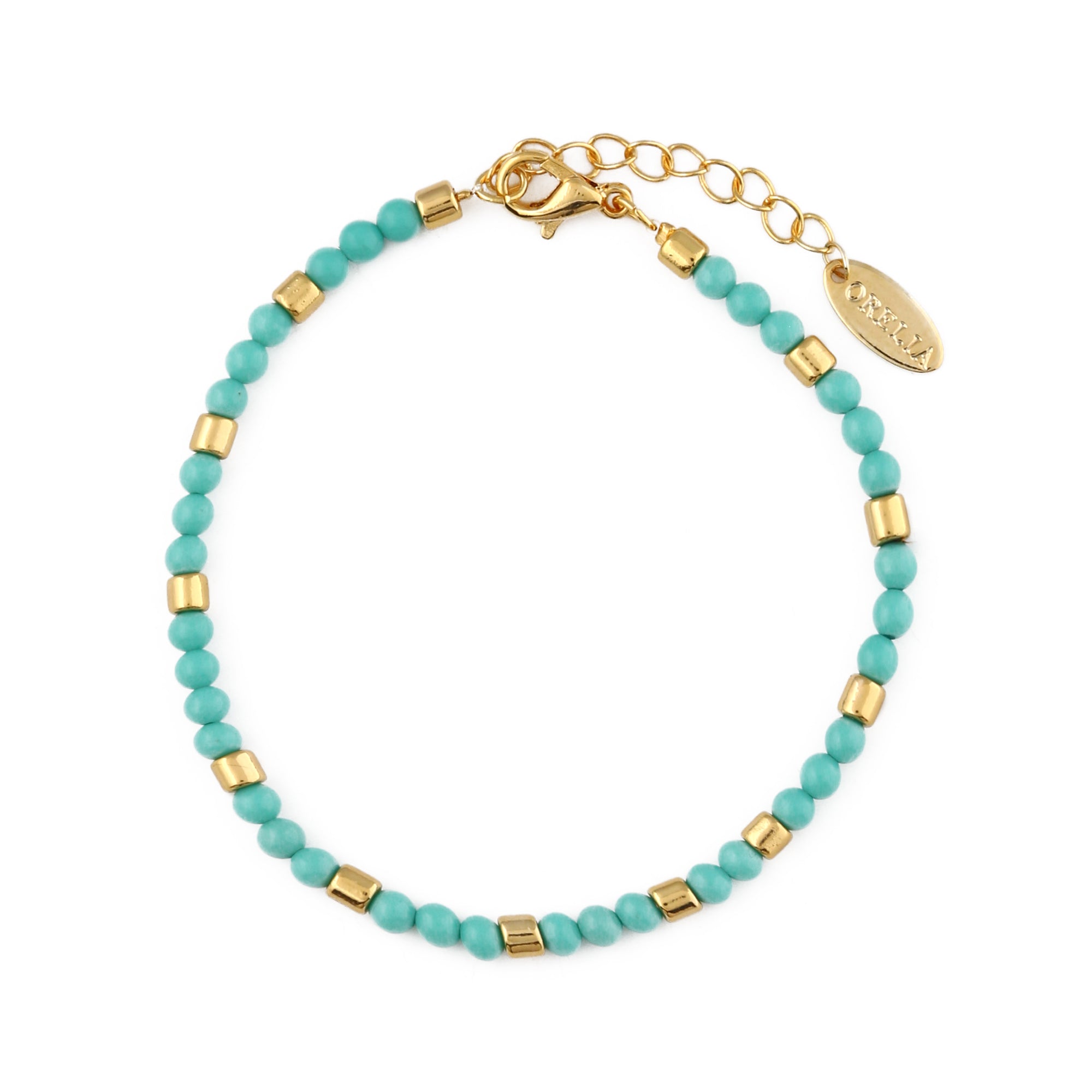 Image of Turquoise & Metal Bead Anklet