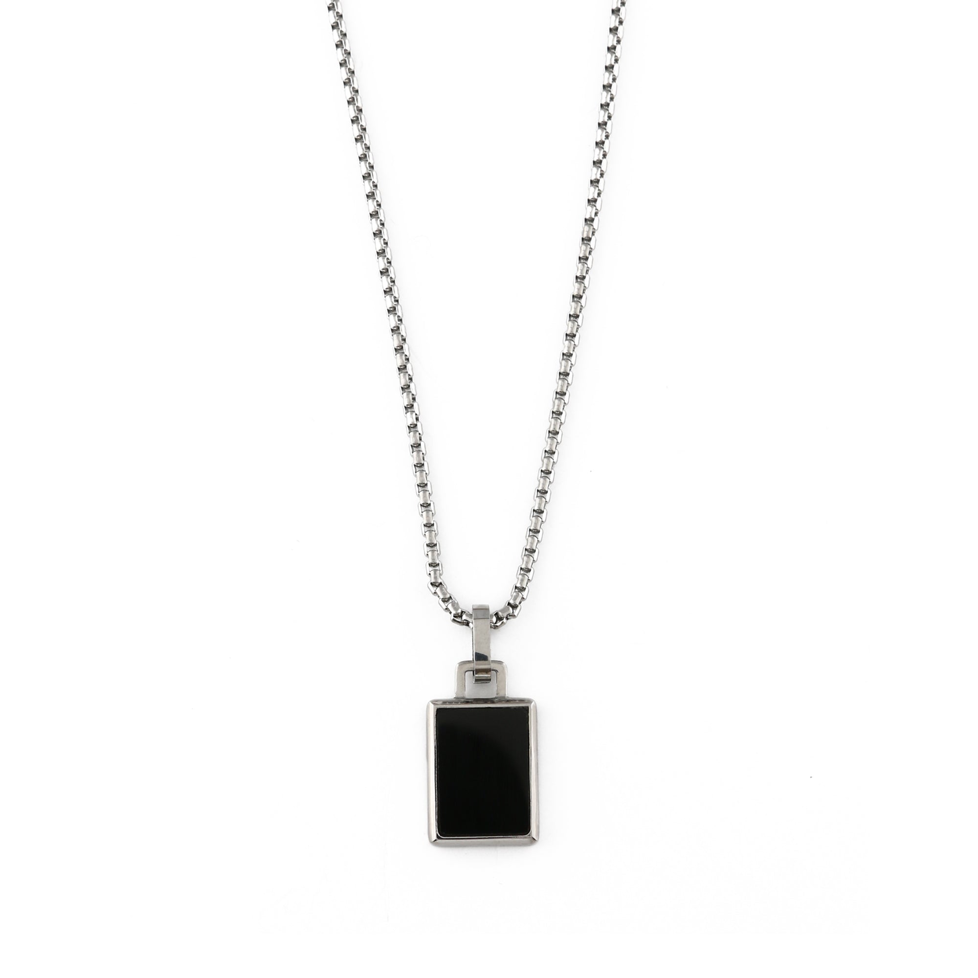 Black Onyx Tag Chain Necklace - Orelia & Joe