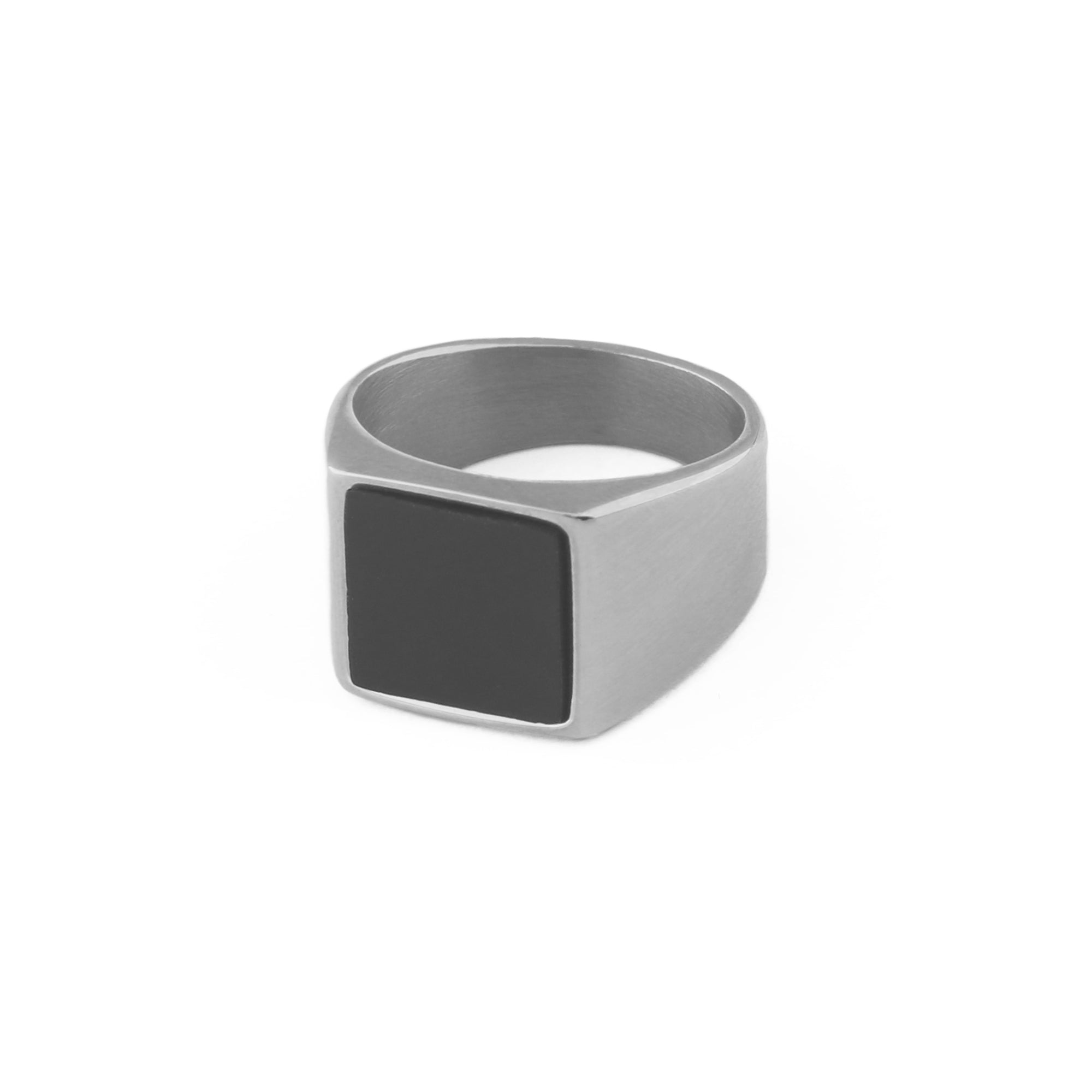 Black Onyx Signet Ring - Silver S/M - Orelia & Joe