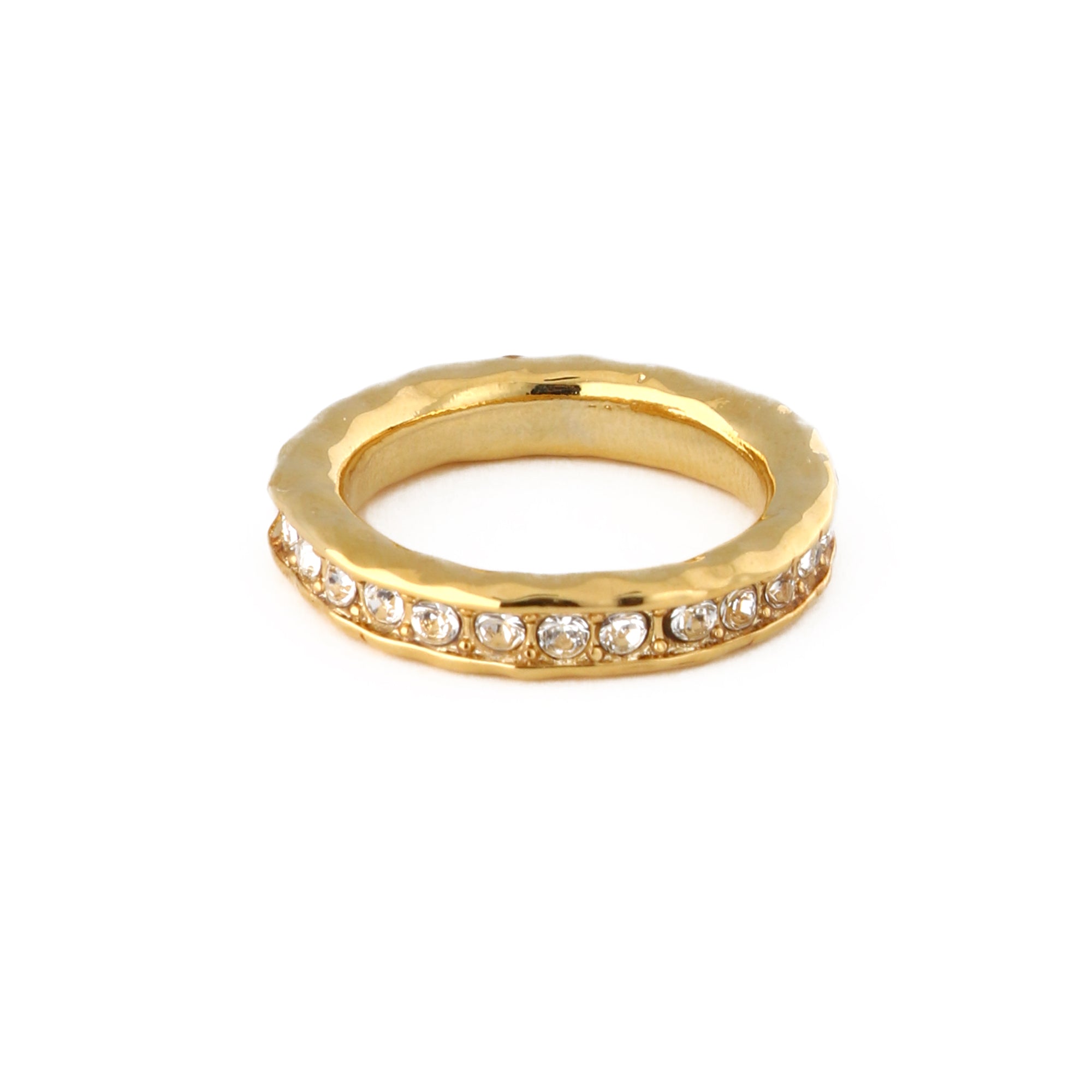 Crystal & Molten Ring Made With Swarovski Crystals - Gold S/M - Orelia London