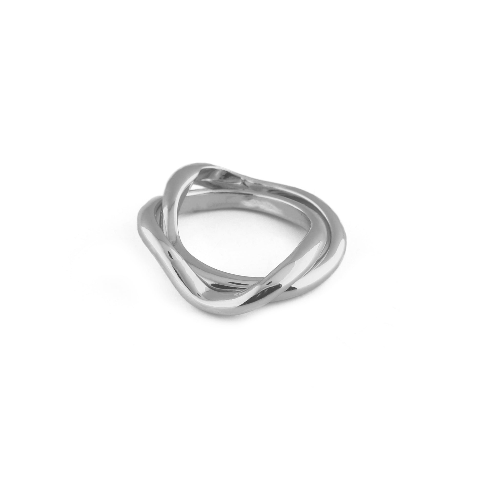 Wave Interlocking Rings - Silver S/M - Orelia London