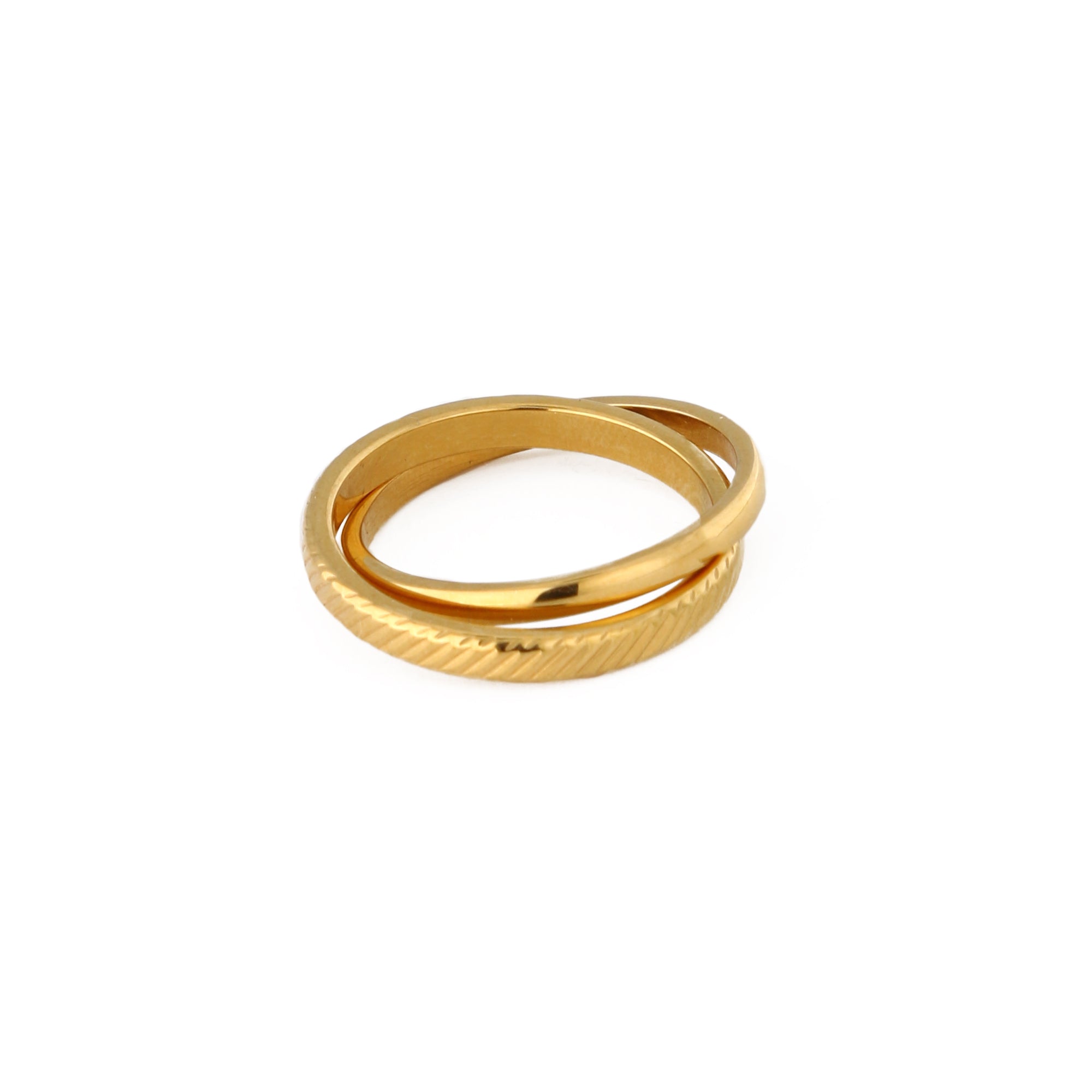 Clean & Textured Interlocking Rings - Gold M - Orelia London