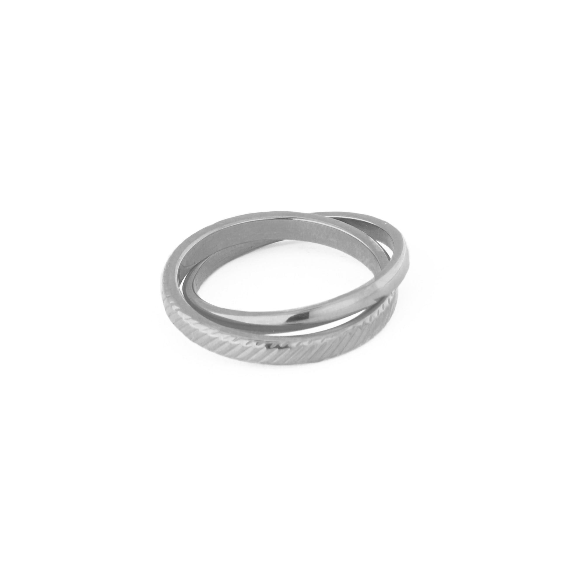 Clean & Textured Interlocking Rings - Silver M - Orelia London