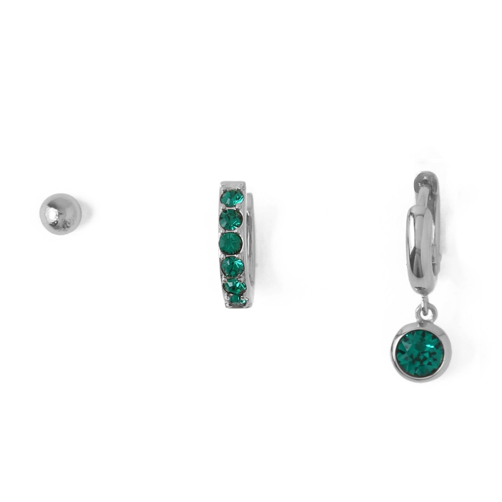 Emerald Ear Party Made With Swarovski Crystals - Silver - Orelia London