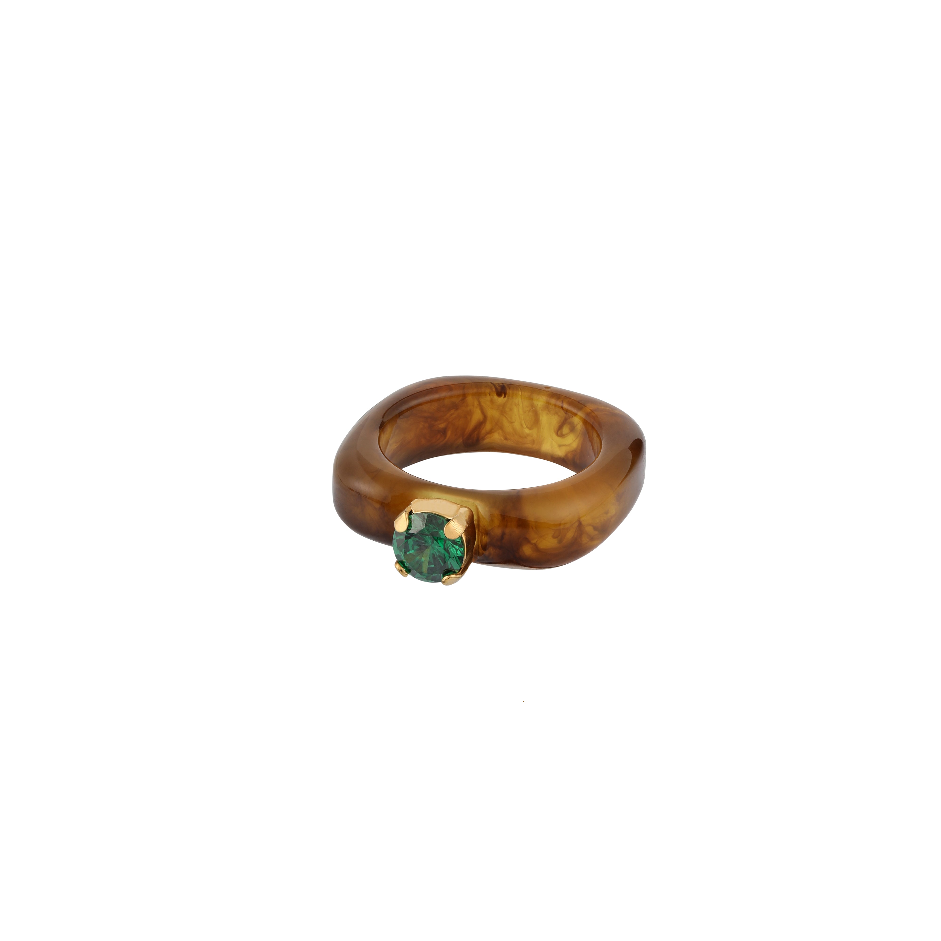 Emerald Resin & Crystal Ring S/M - Orelia London