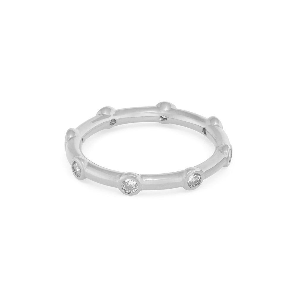 Stationed Crystal Ring - Silver S/M - Orelia London
