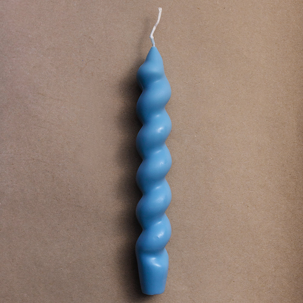 Thick Spiral Candle - Blue - Orelia London
