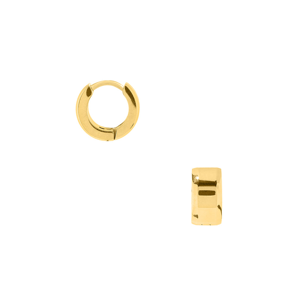 LUXE Bevelled Edge Huggie Hoop Earrings - Gold - Orelia LUXE