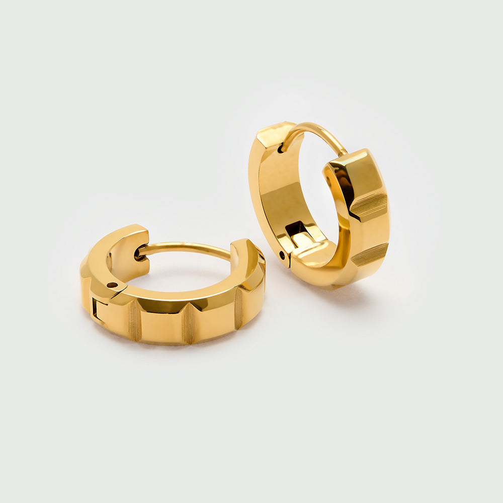 LUXE Faceted Square Hoop Earrings - Gold - Orelia LUXE