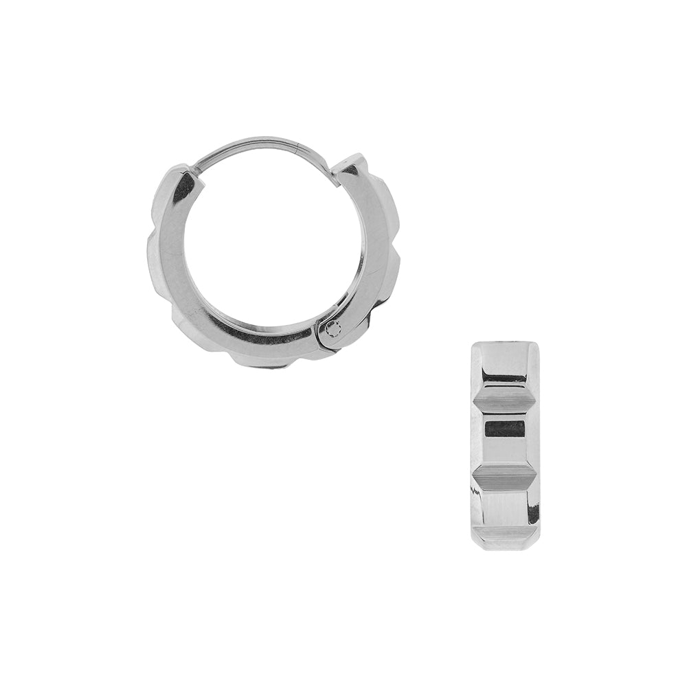 LUXE Faceted Square Hoop Earrings - Silver - Orelia LUXE