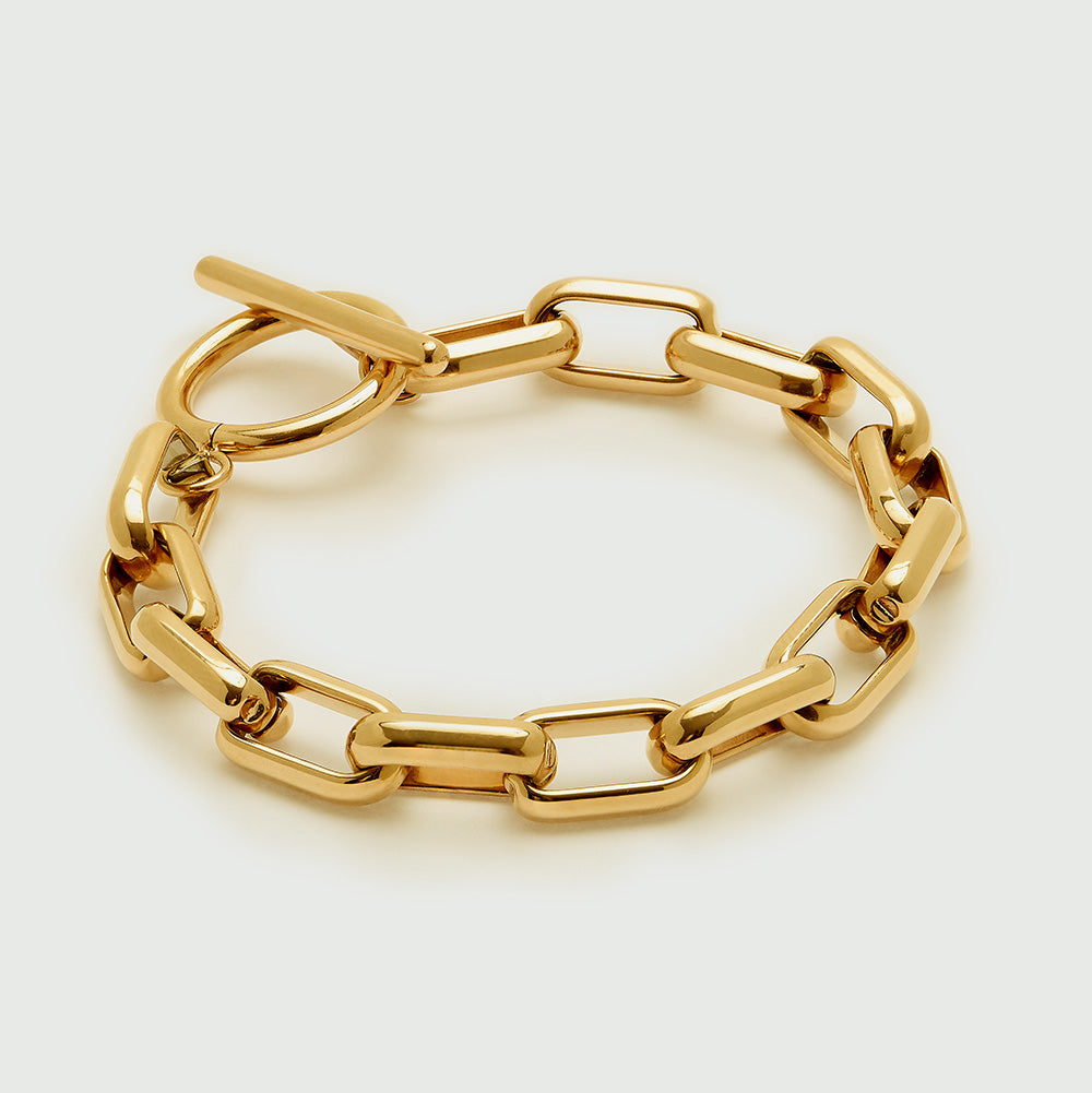 LUXE Rectangle Link T-Bar Bracelet - Gold - Orelia LUXE