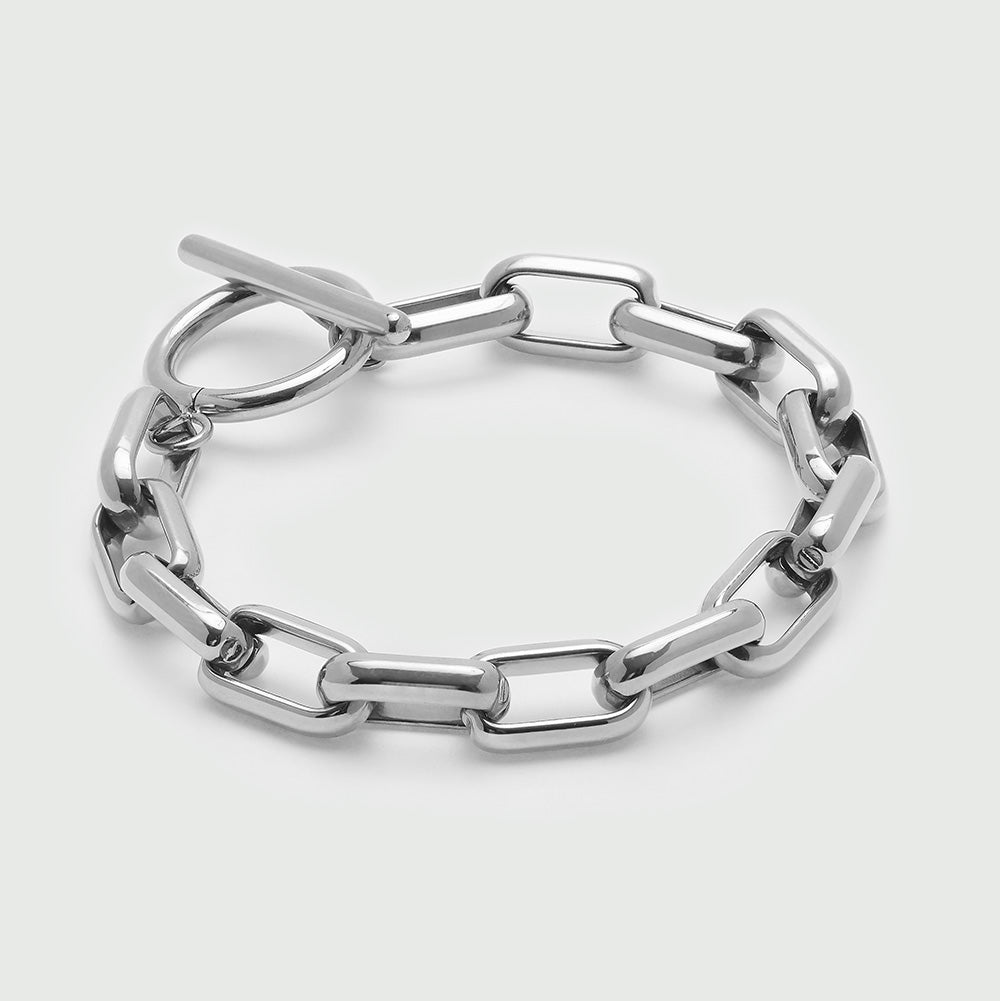 LUXE Rectangle Link T-Bar Bracelet - Silver - Orelia LUXE