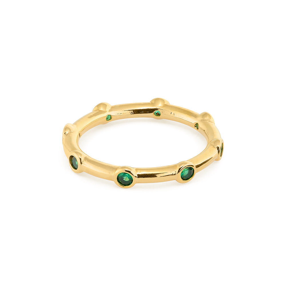 Emerald Stationed Crystal Ring M/L - Orelia London