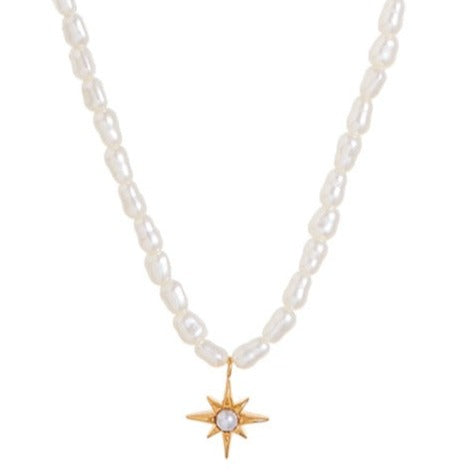 Pearl Encrusted Starburst Charm Necklace - Orelia London