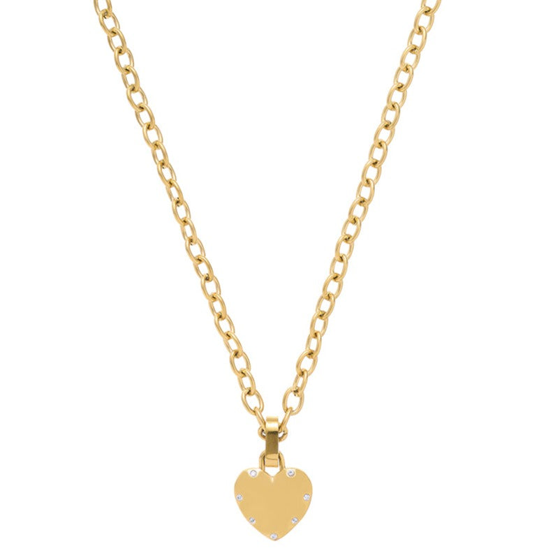 Pavé Heart Chunky Chain Necklace - Orelia London