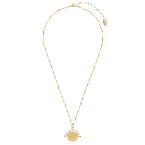 Faceted Disc Spinner Necklace - Gold