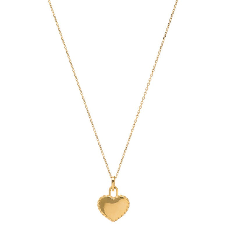 Rope Detail Heart Pendant Necklace - Gold - Orelia London