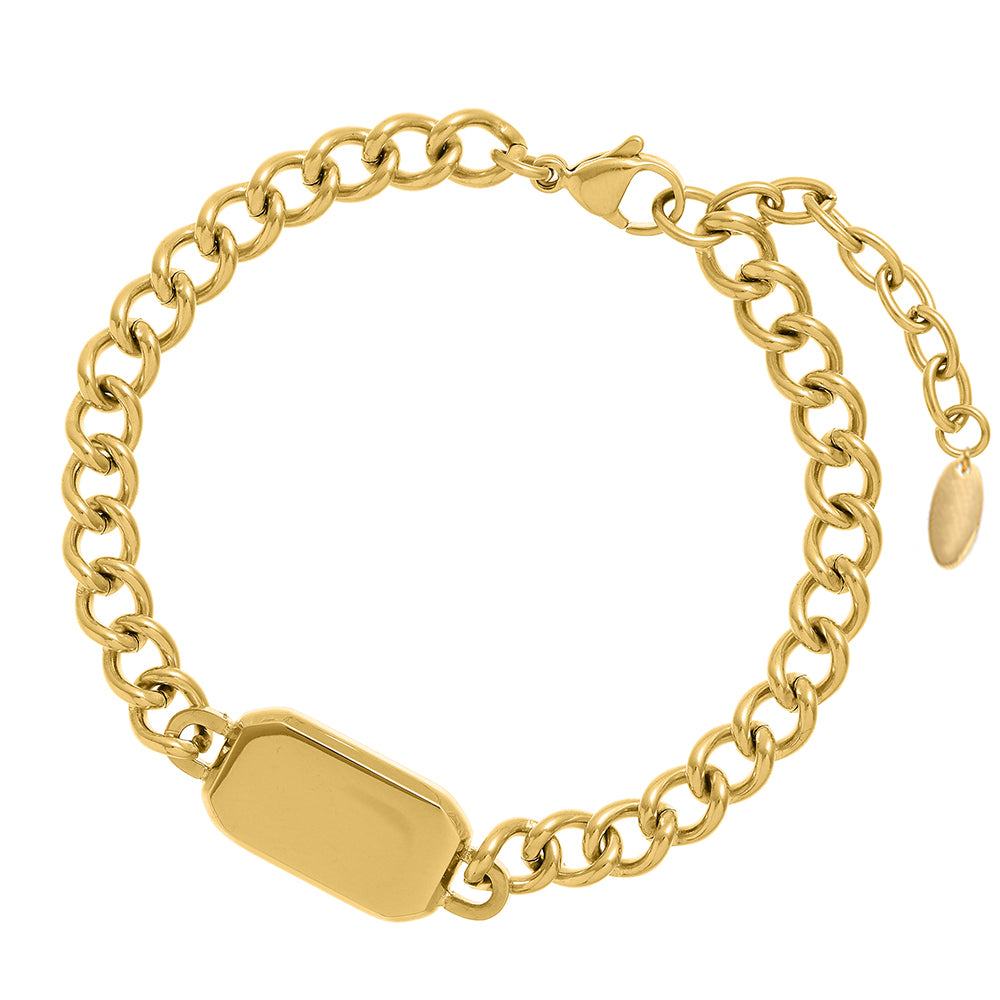 Rectangle Tag Chunky Chain Bracelet - Gold - Orelia London