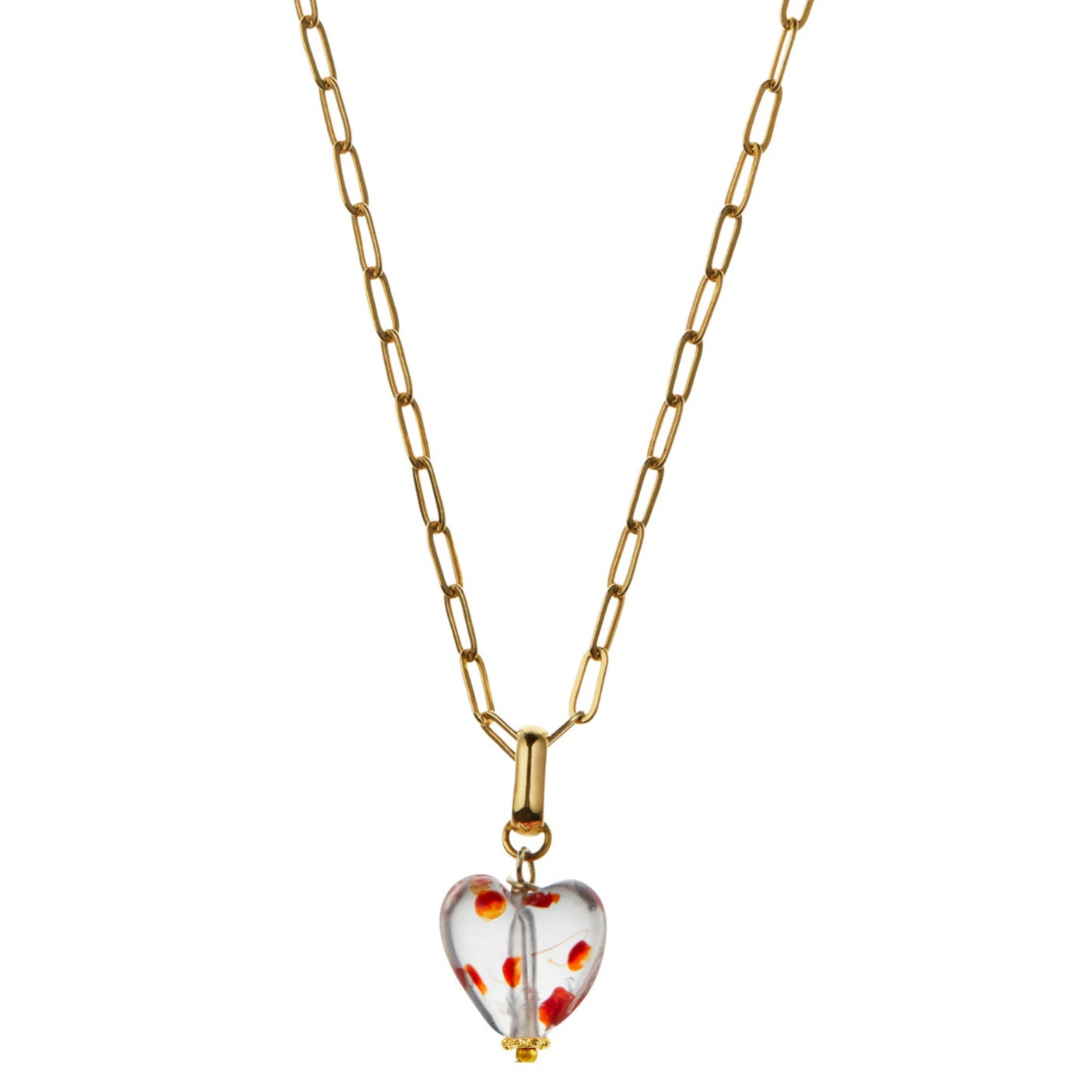 Glass Heart Chain Link Necklace - Orelia London