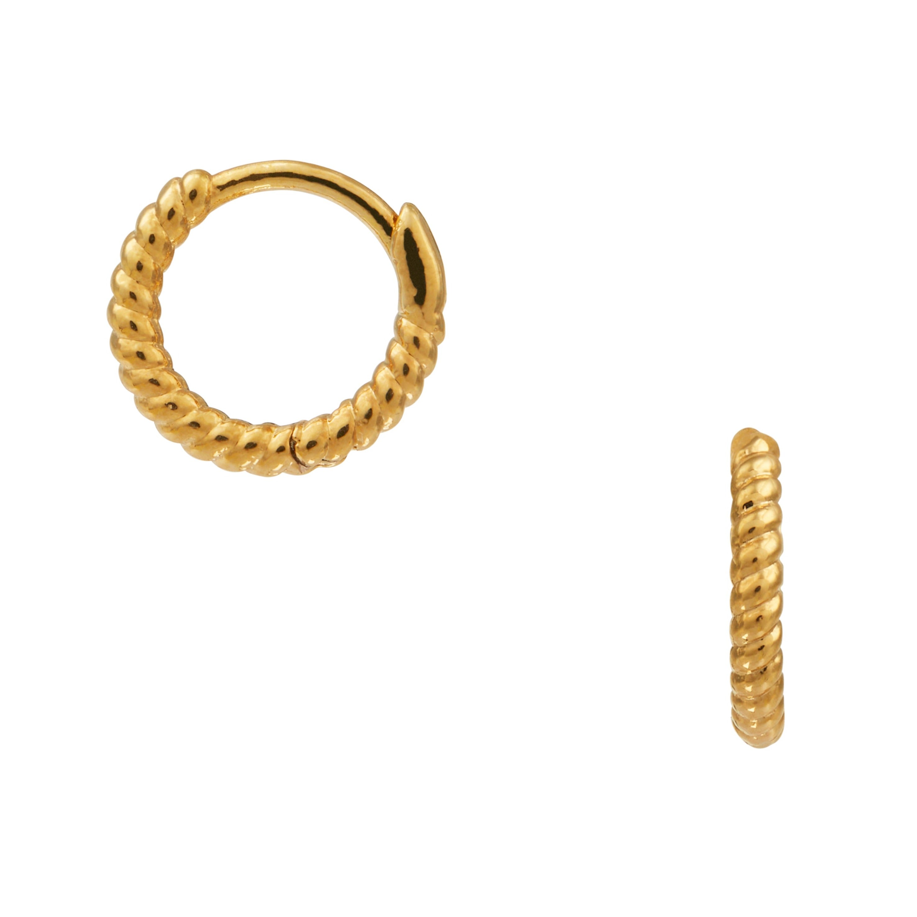 Rope Mini Micro Hoop Earrings - Gold - Orelia London