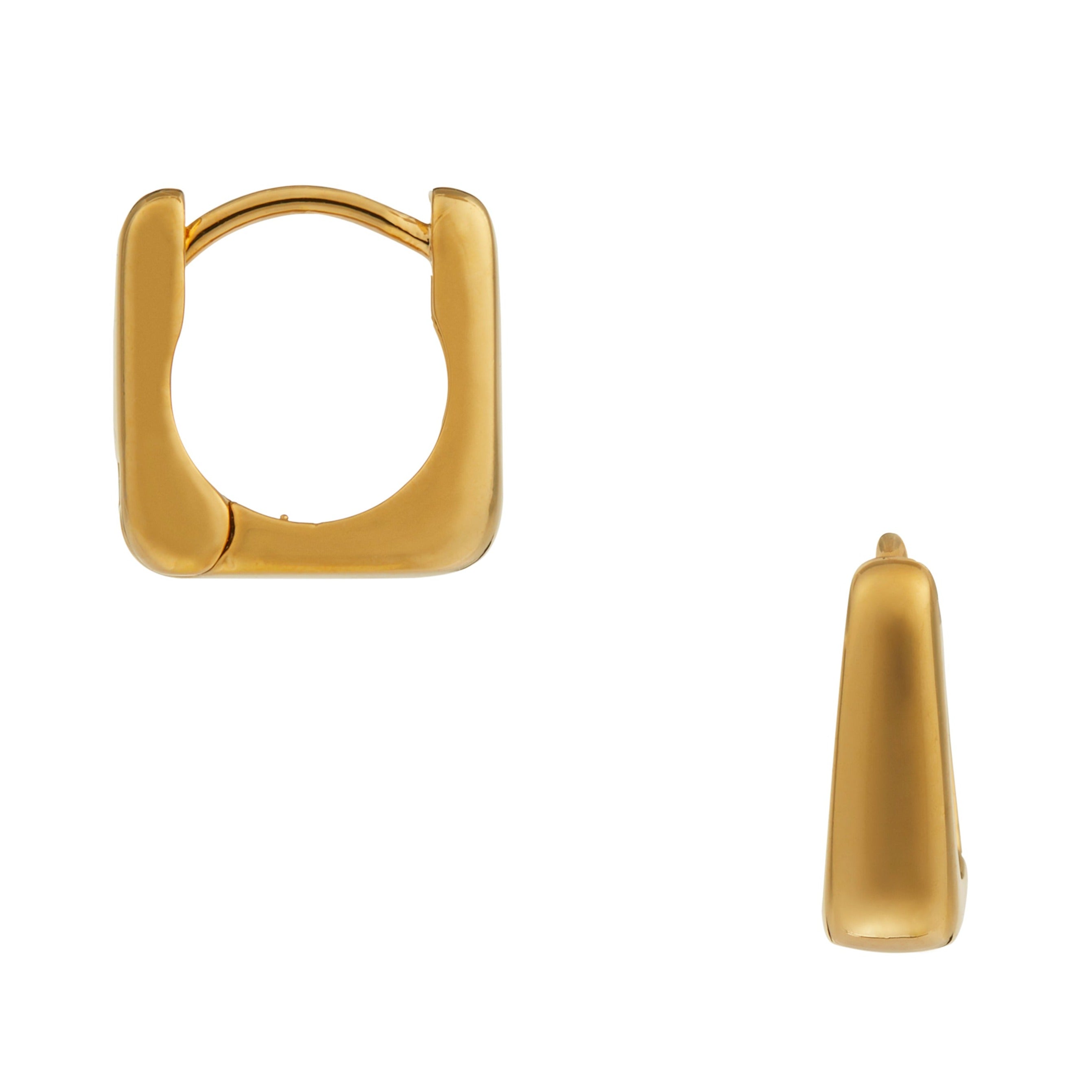 Tapered Square Huggie Hoop Earrings - Gold - Orelia London