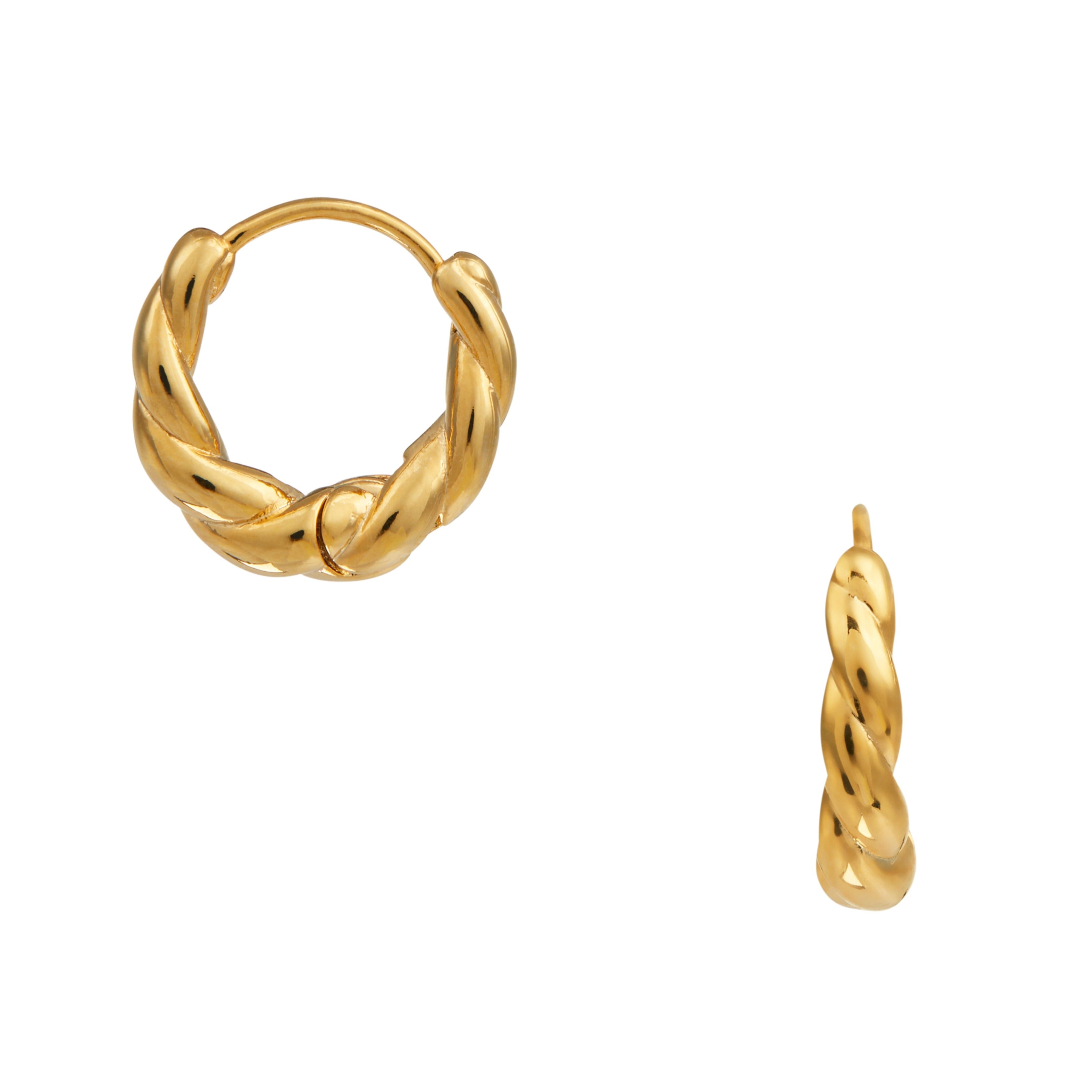 Rope Twist Huggie Hoop Earrings - Gold - Orelia London