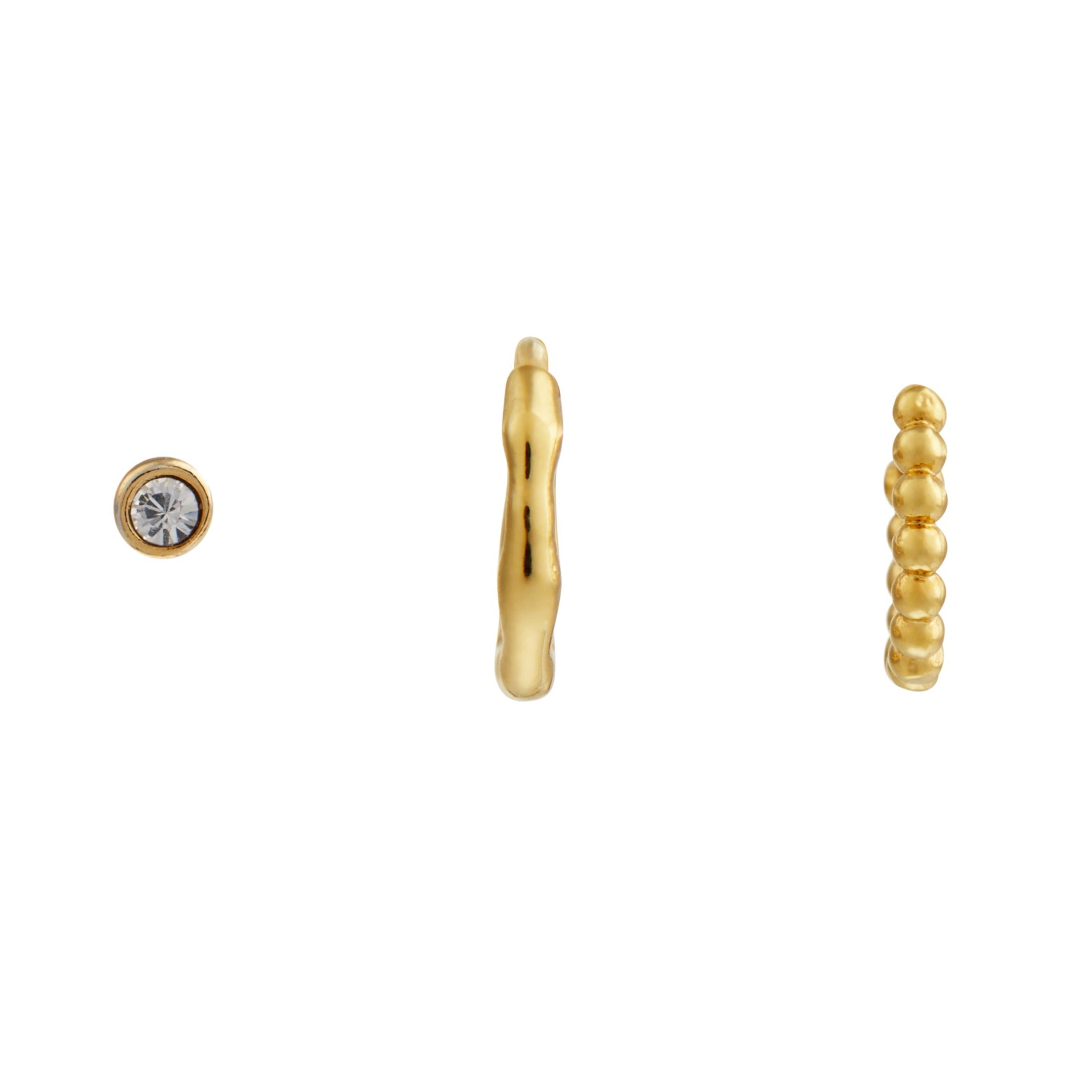 Textured Micro Hoop & Stud Ear Party - Gold - Orelia London