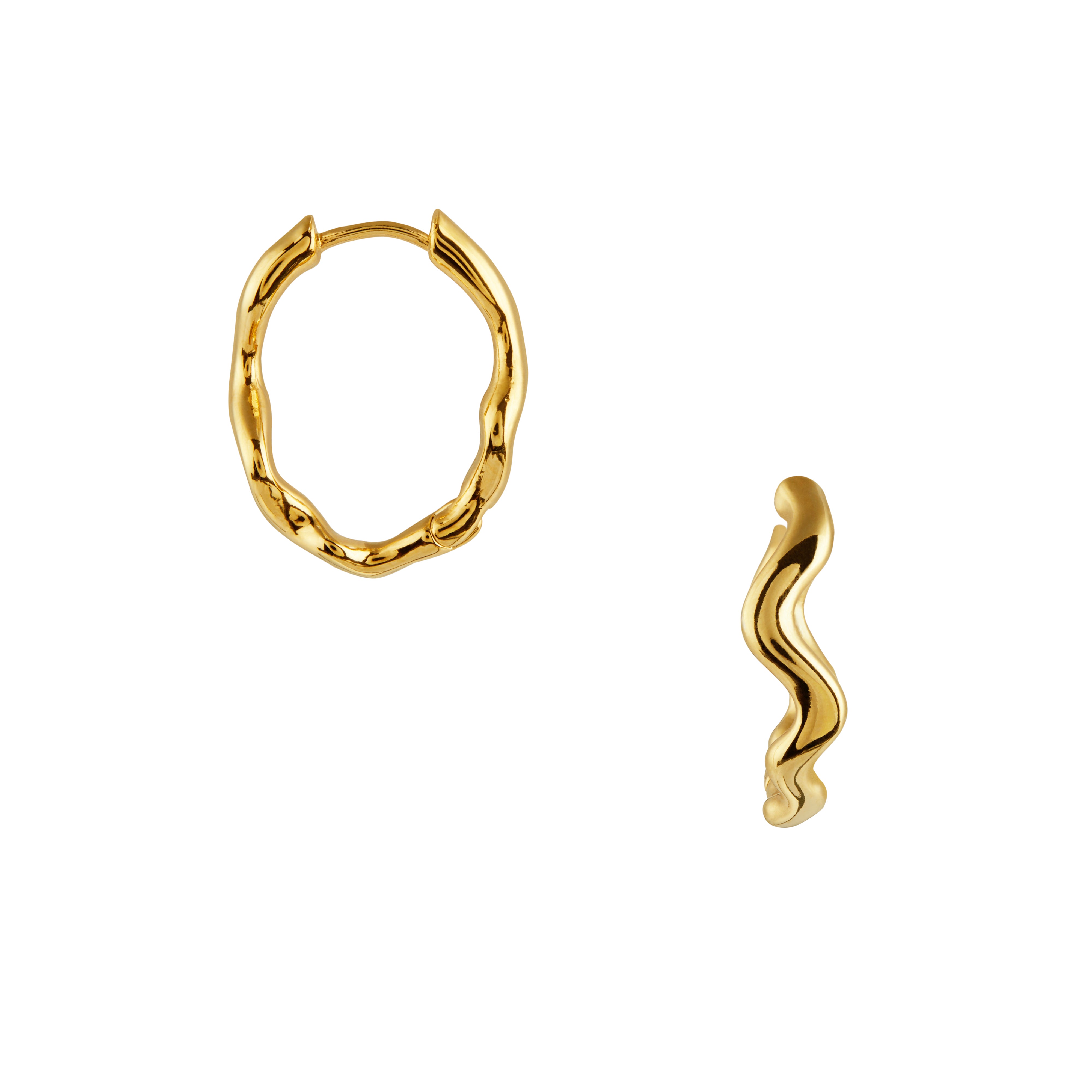 Organic Wave Oval Hoop Earrings - Gold - Orelia London