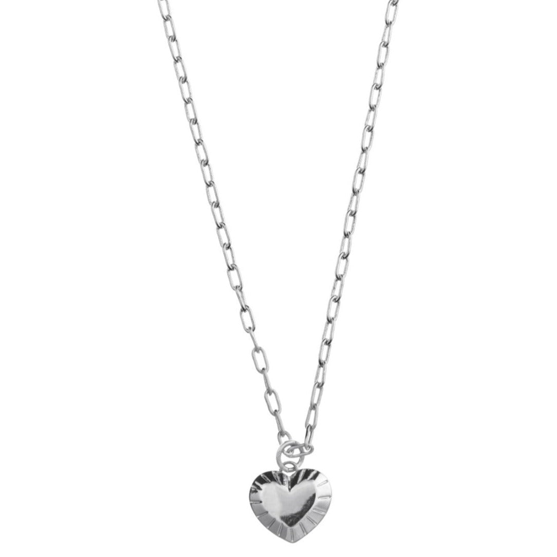 Etched Heart Necklace - Silver - Orelia London