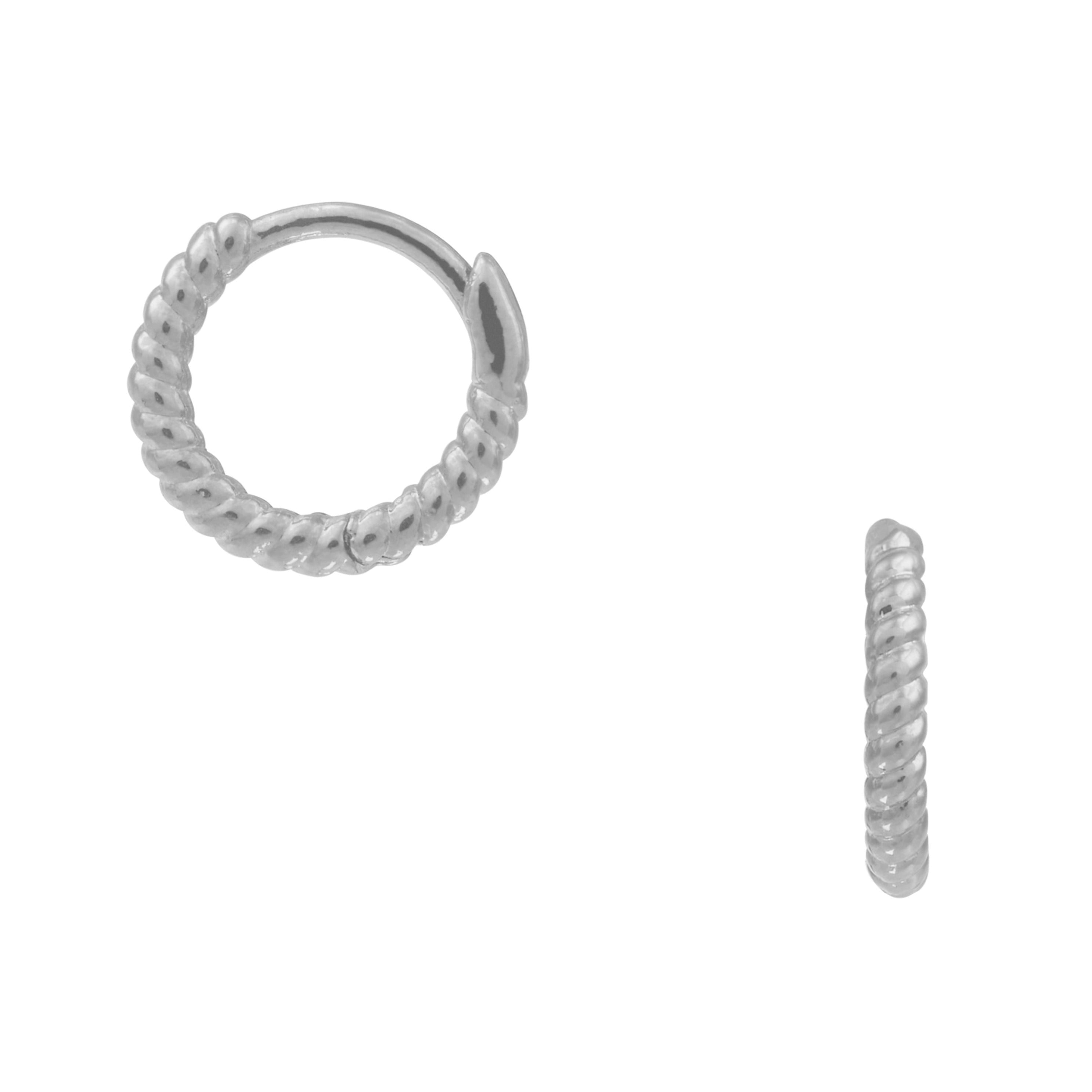 Rope Mini Micro Hoop Earrings - Silver - Orelia London