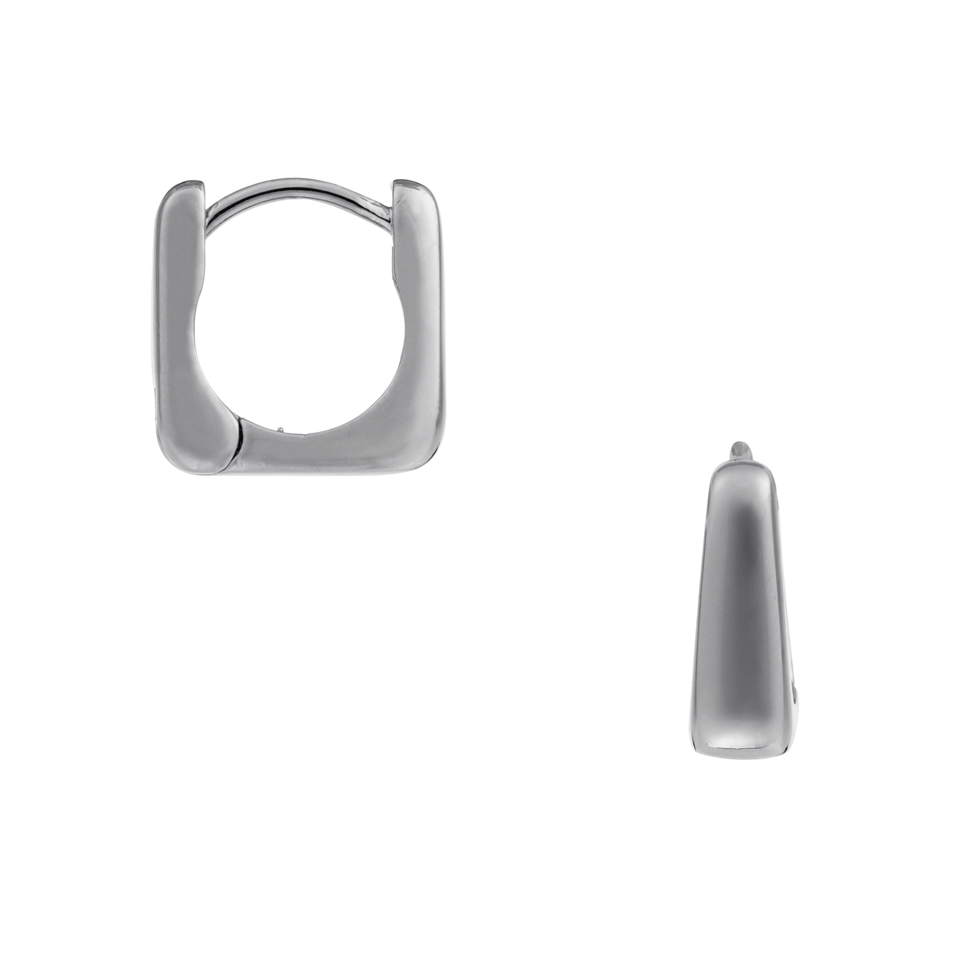 Tapered Square Huggie Hoop Earrings - Silver - Orelia London