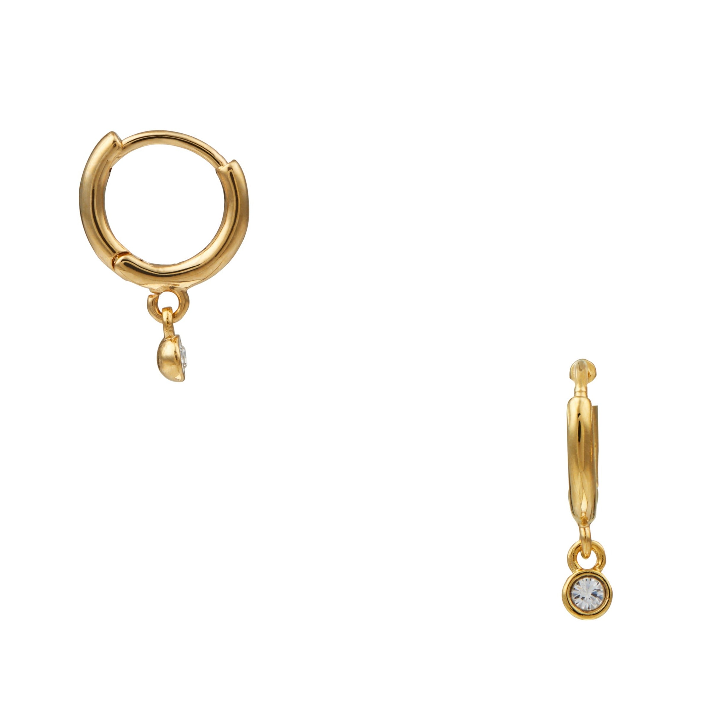 Mini Crystal Drop Micro Hoop Earrings Made With Swarovski Crystals - Gold - Orelia London
