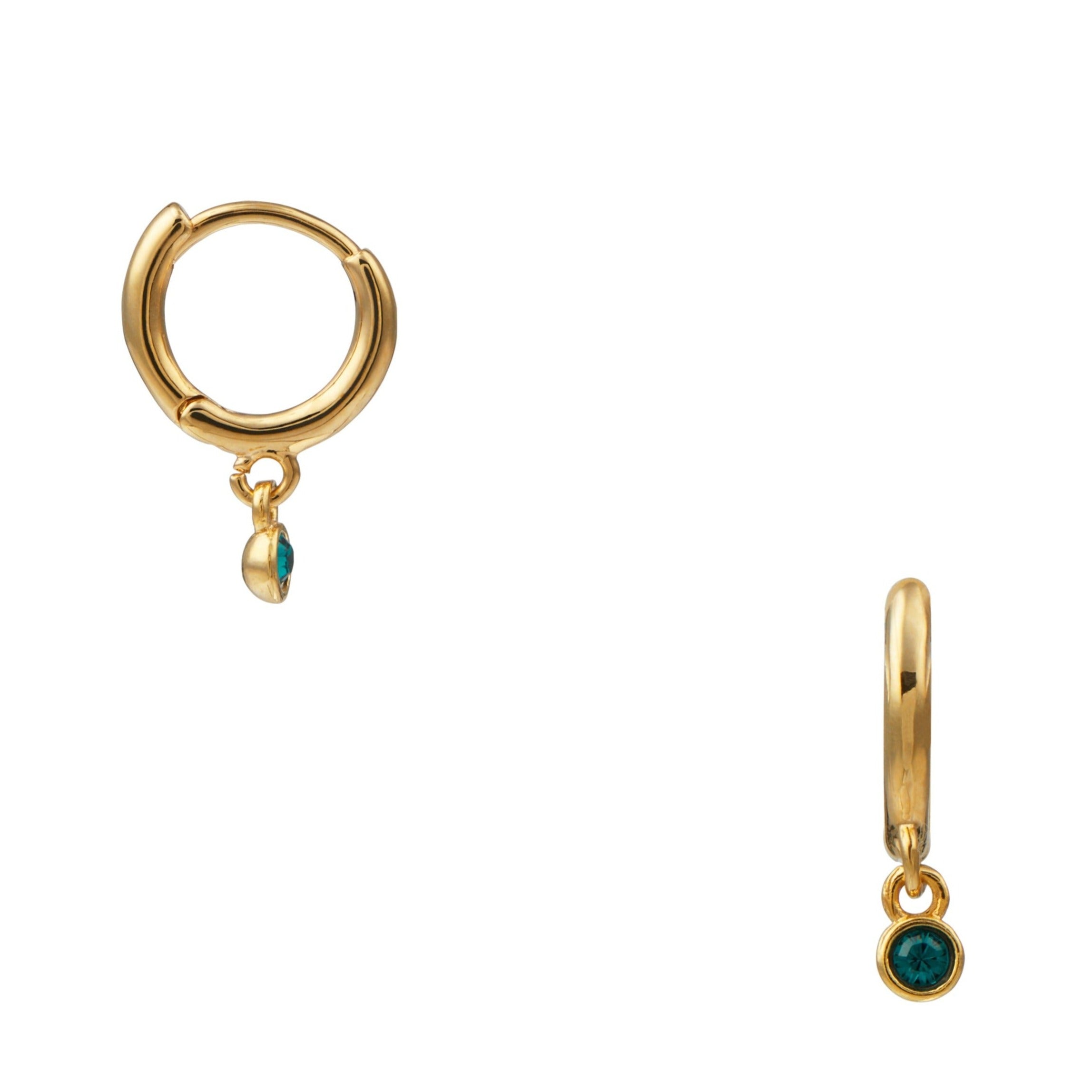Mini Emerald Drop Micro Hoop Earrings Made With Swarovski Crystals - Orelia London