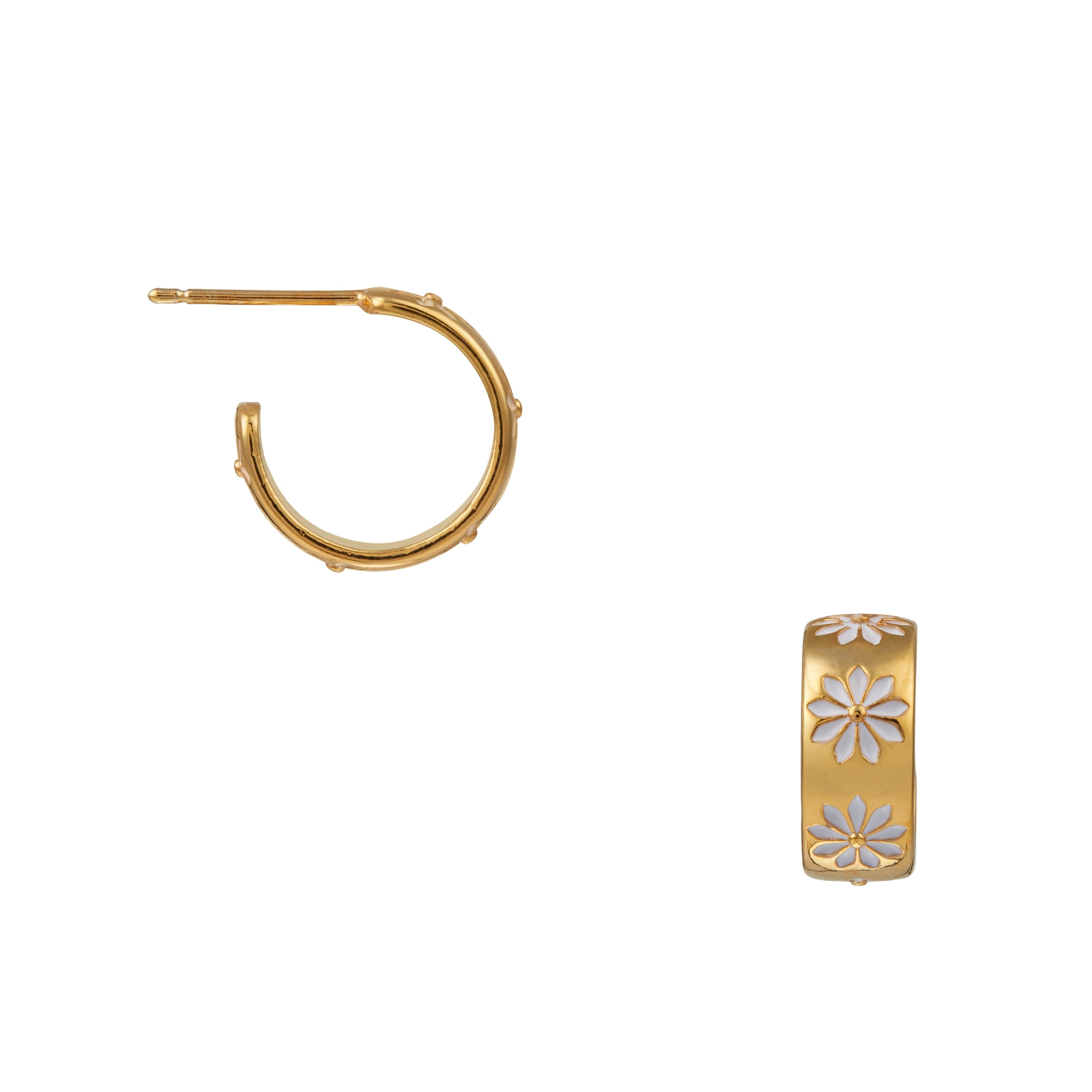 Enamel Daisy Flower Hoop Earrings - Orelia London