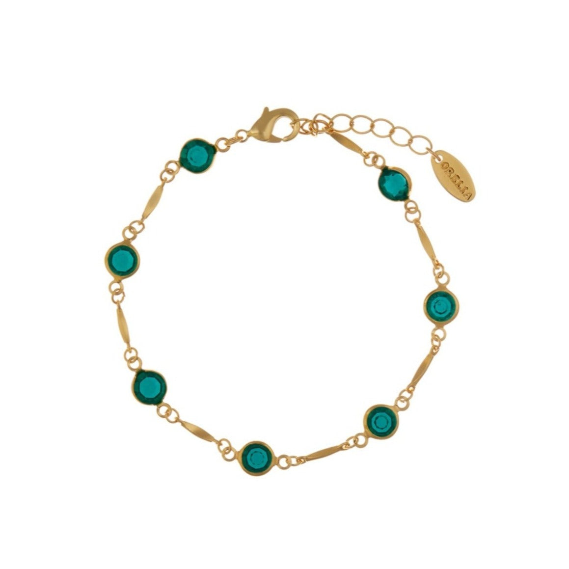 Emerald & Bar Link Chain Bracelet - Orelia London